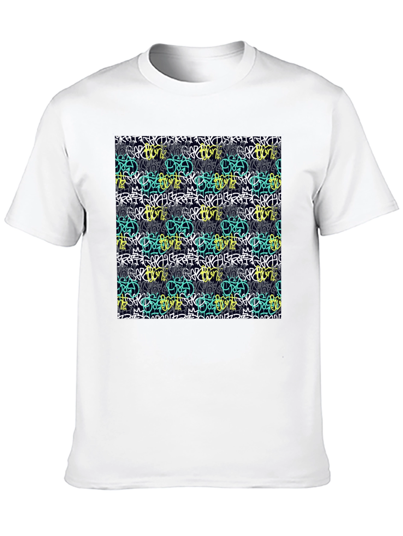 Graffiti Style Pattern Black T-Shirt