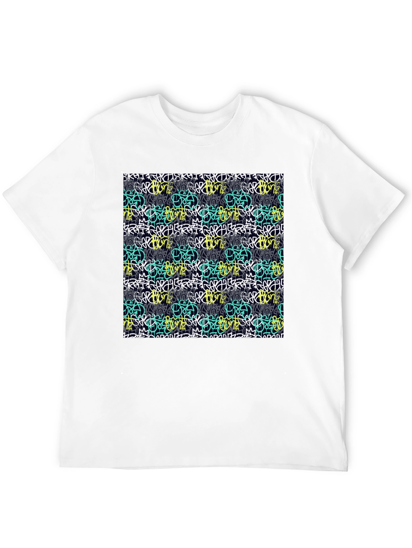 Graffiti Style Pattern Black T-Shirt