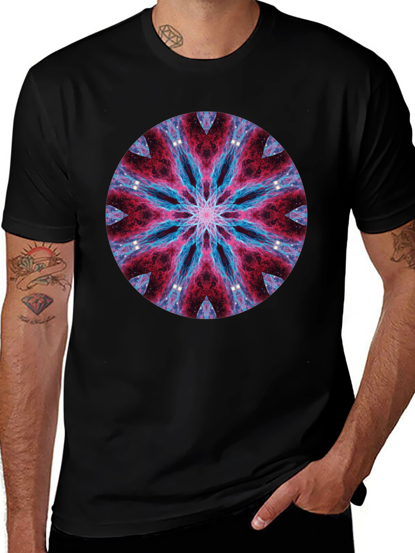 Cosmic Mandala Black T-Shirt