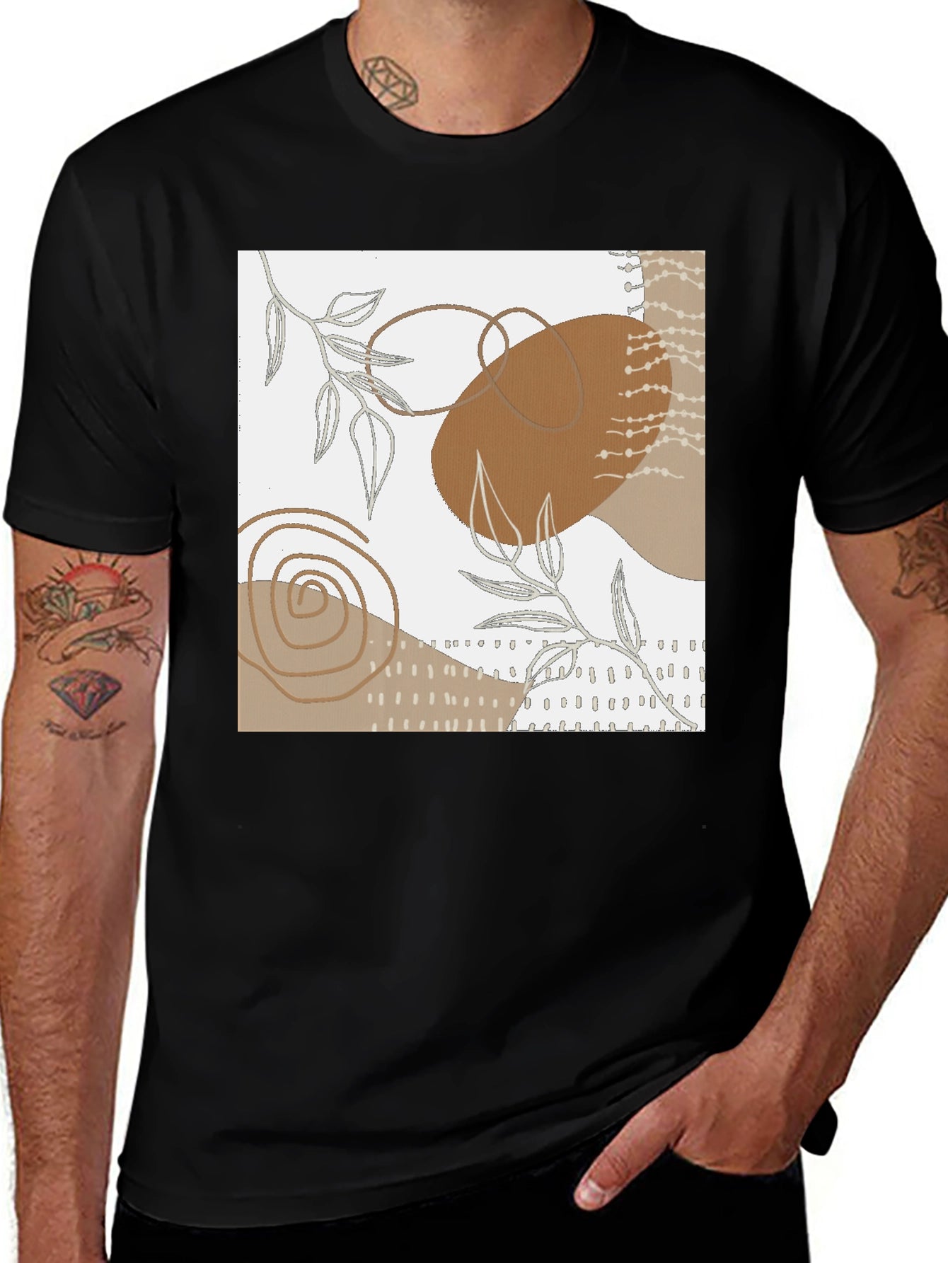 Modern Abstract Art Graphic Tee - Black