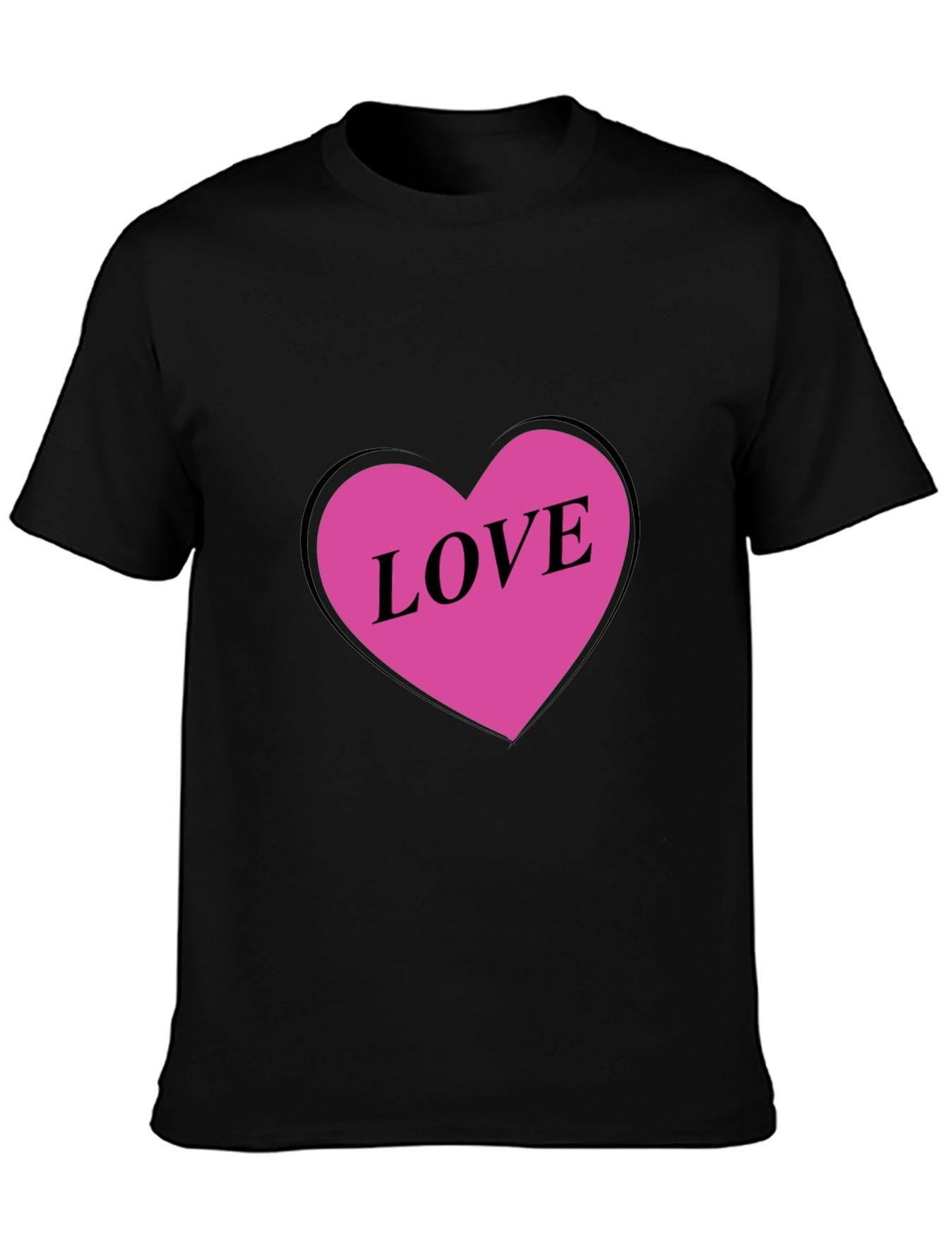 Love Heart Graphic Black T-Shirt