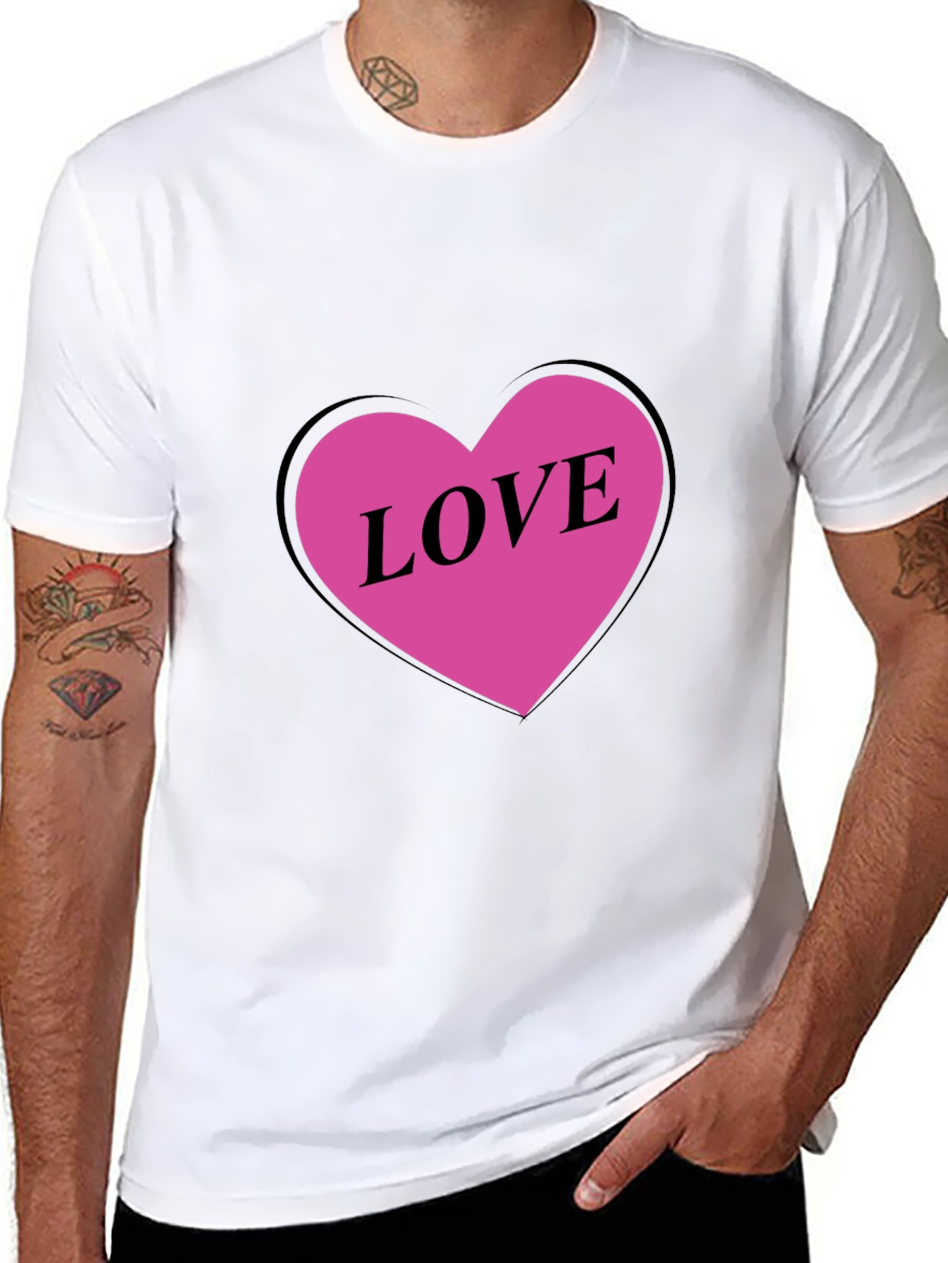 Love Heart Graphic Black T-Shirt