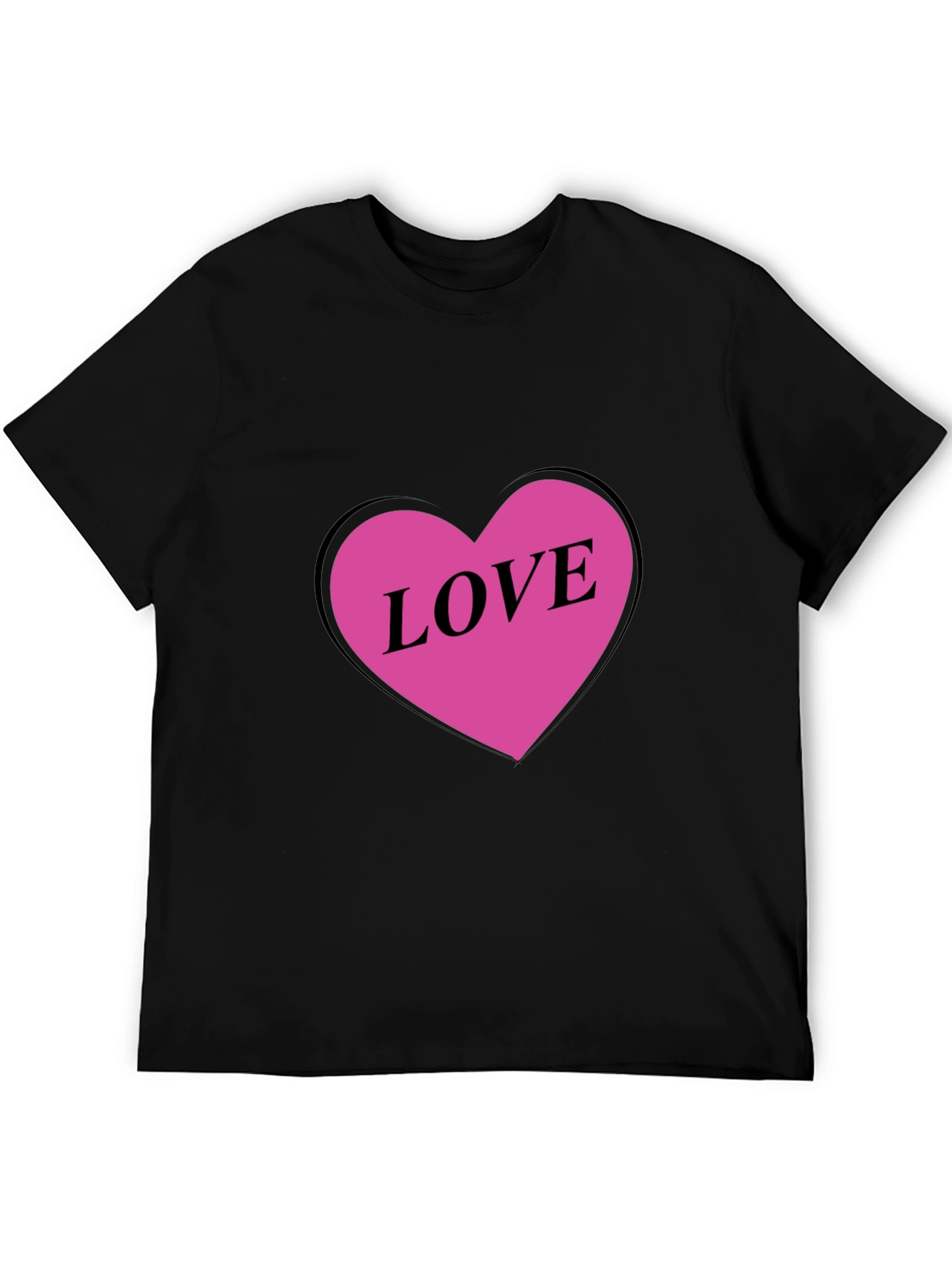 Love Heart Graphic Black T-Shirt