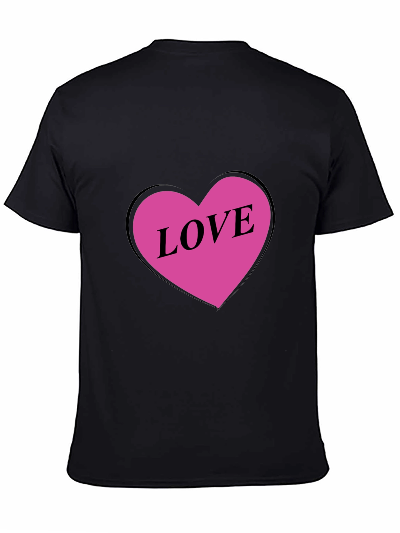 Love Heart Graphic Black T-Shirt