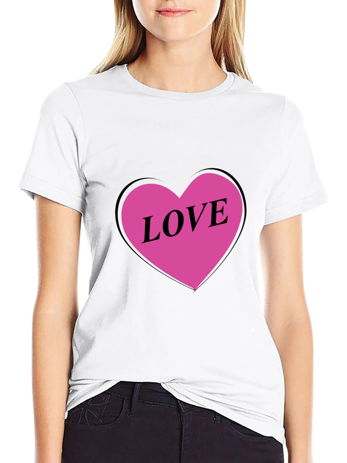 Love Heart Graphic Black T-Shirt