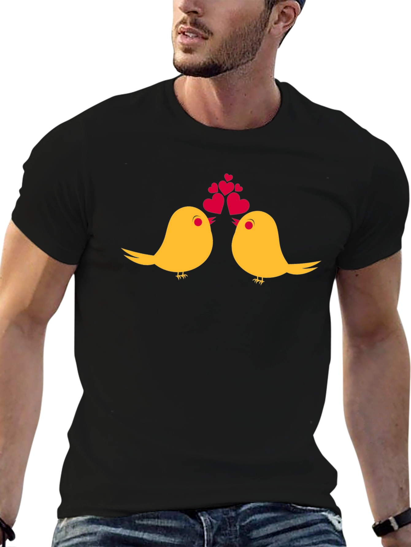 Birds in Love Graphic Tee - Black