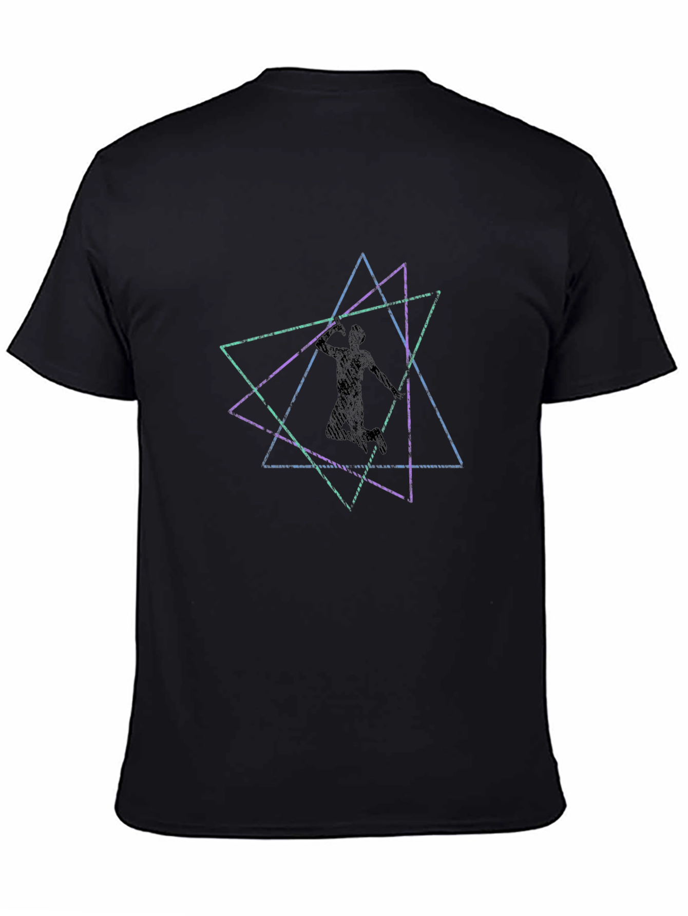 Geometric Athlete Graphic Black Tee