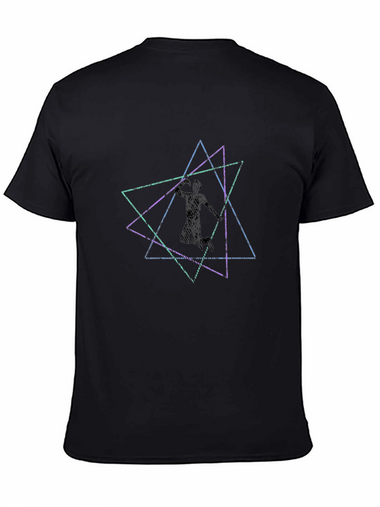 Geometric Athlete Graphic Black Tee