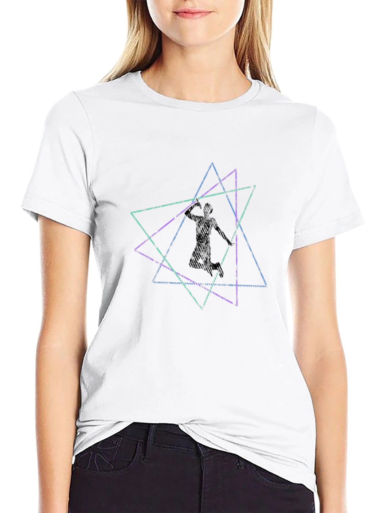 Geometric Athlete Graphic Black Tee