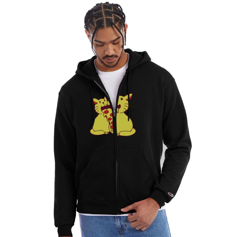 2 Cats Food Salami Pizza Fast Food Fun Hunger Team