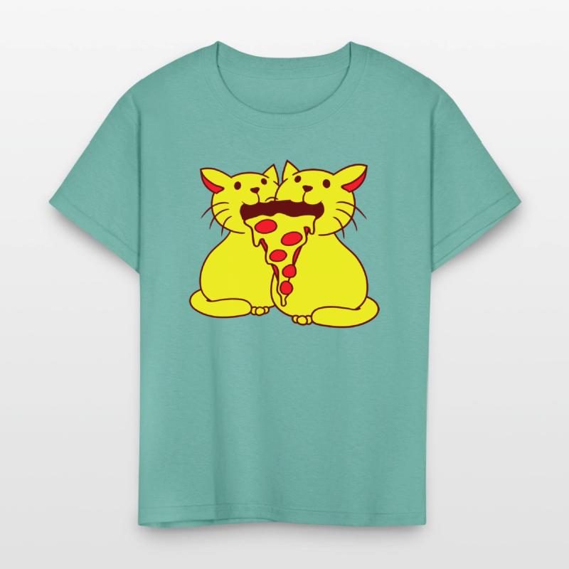 2 Cats Food Salami Pizza Fast Food Fun Hunger Team