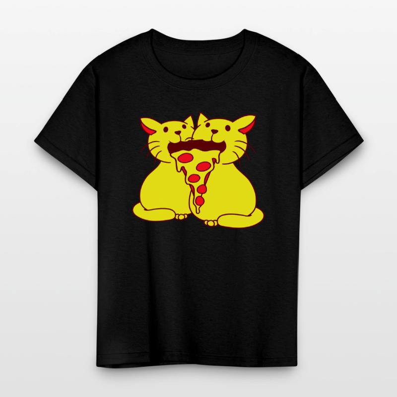 2 Cats Food Salami Pizza Fast Food Fun Hunger Team