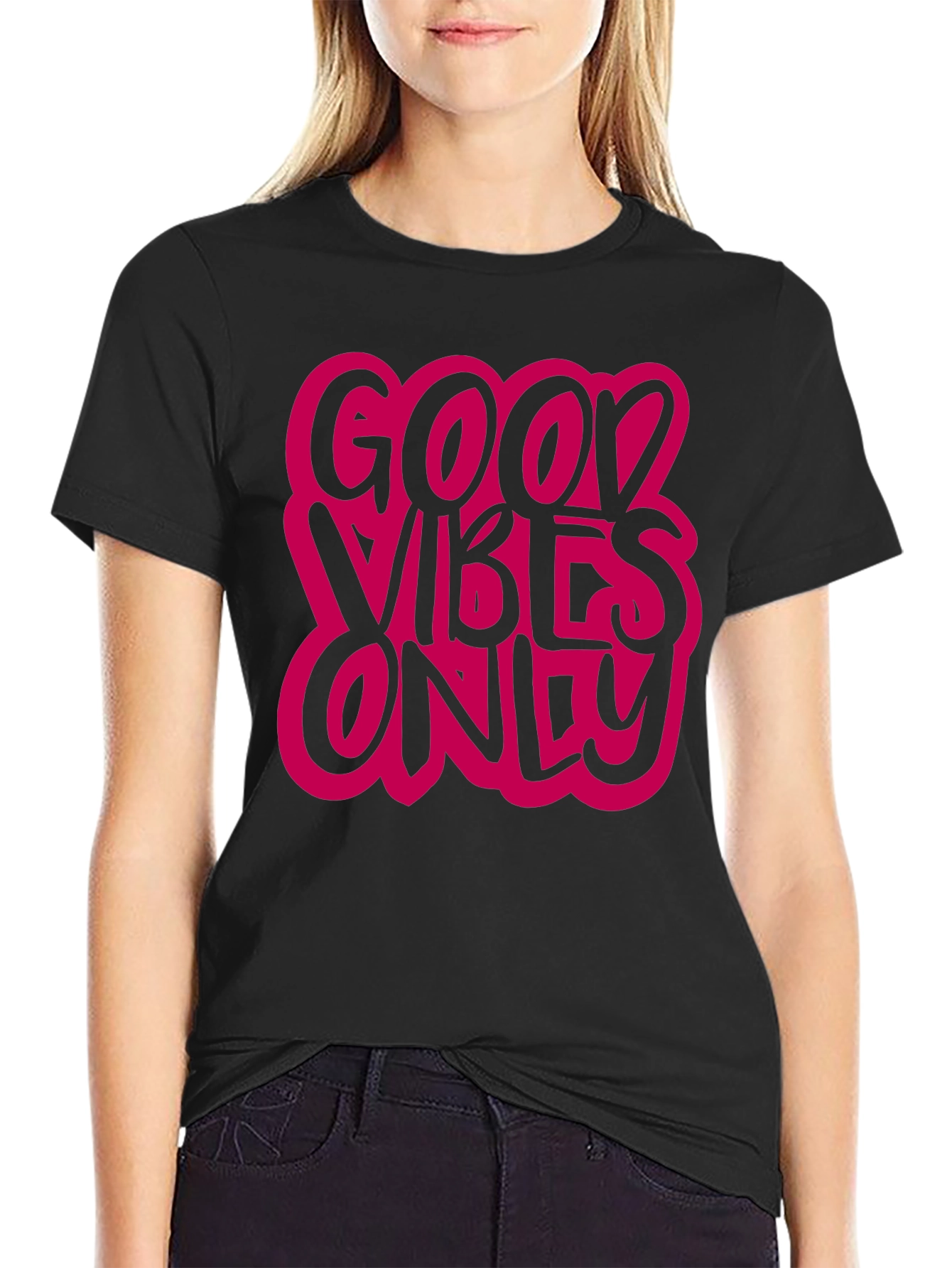 Good Vibes Only Graphic Tee - Black Casual T-Shirt