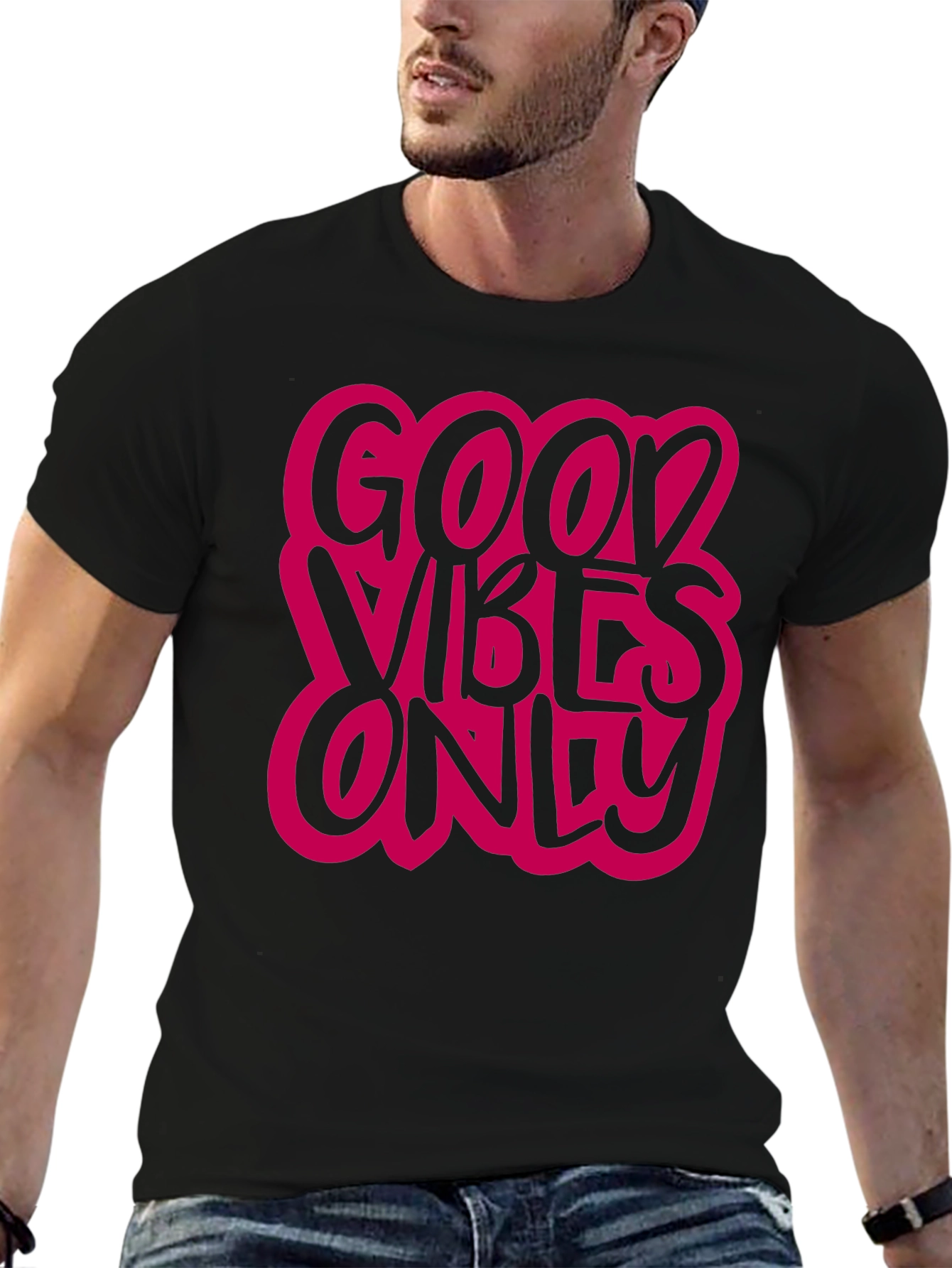 Good Vibes Only Graphic Tee - Black Casual T-Shirt