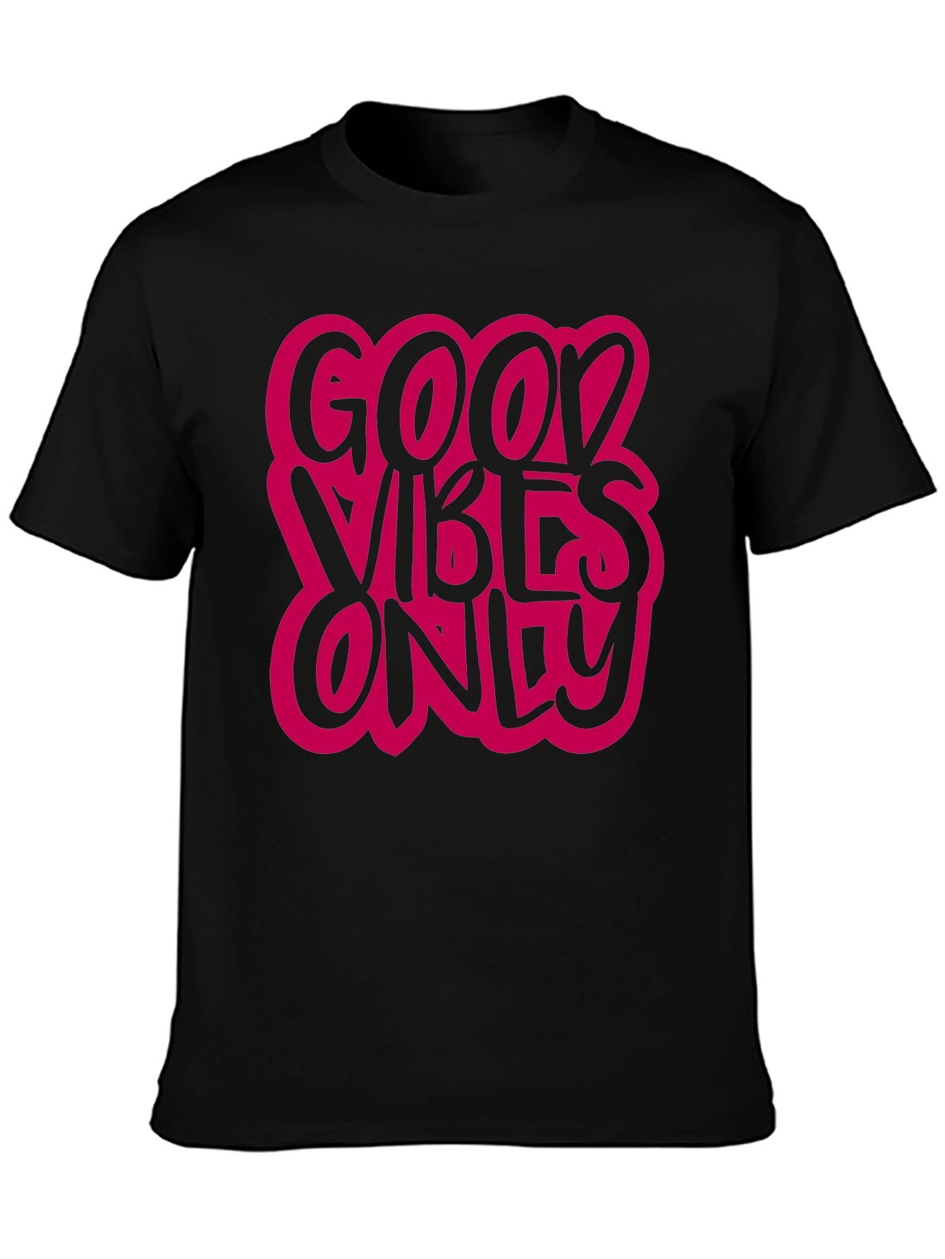 Good Vibes Only Graphic Tee - Black Casual T-Shirt