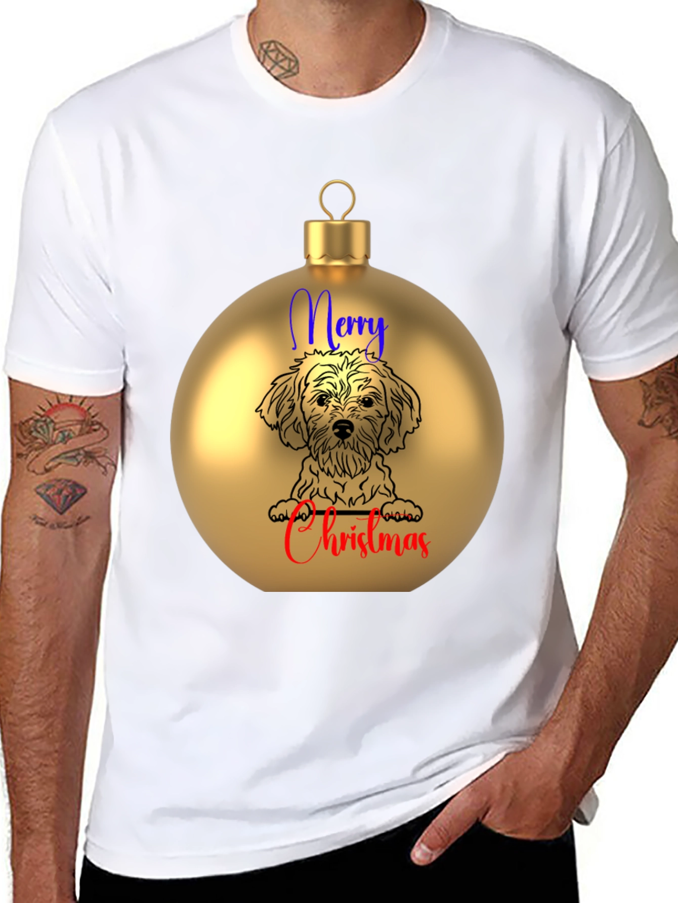Festive Dog Christmas Ornament T-Shirt