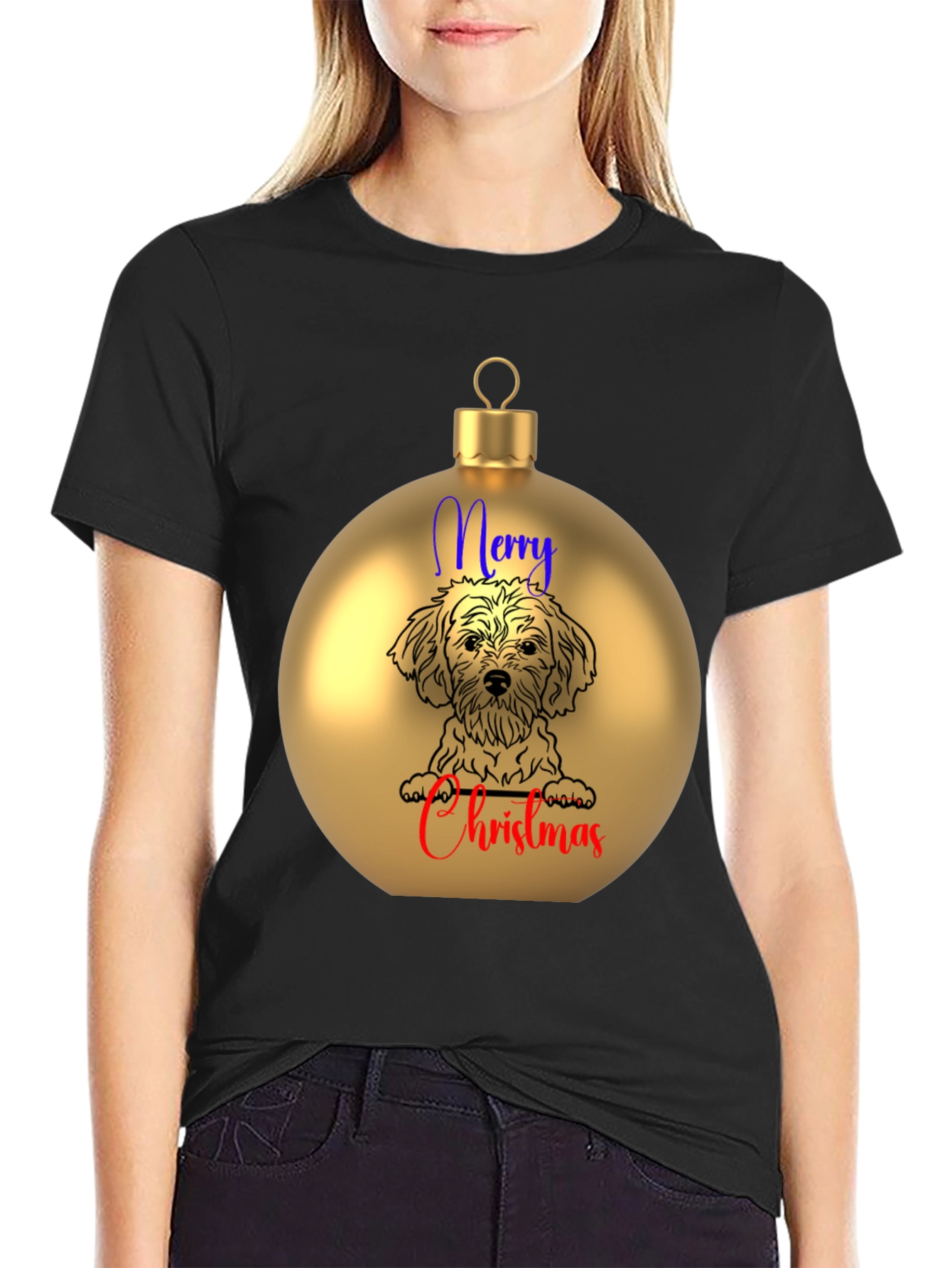 Festive Dog Christmas Ornament T-Shirt
