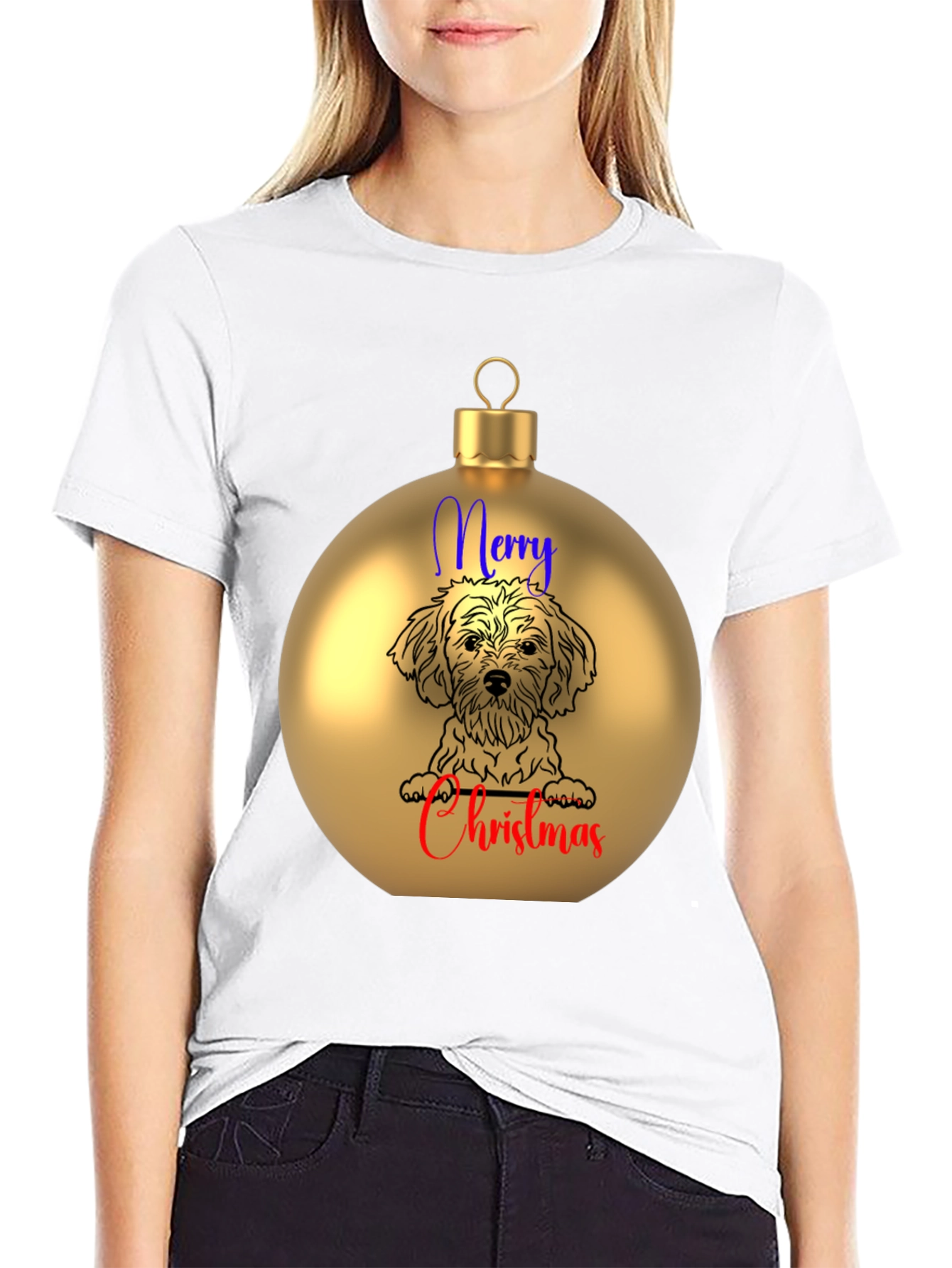 Festive Dog Christmas Ornament T-Shirt