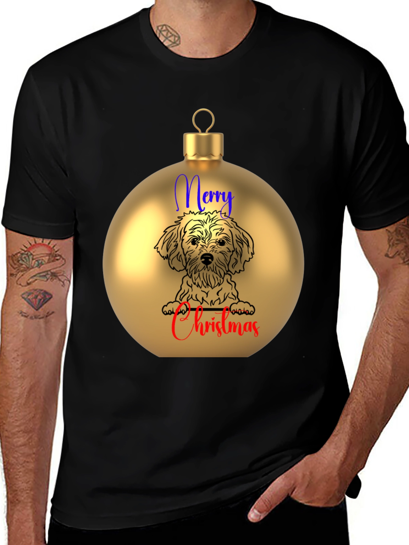 Festive Dog Christmas Ornament T-Shirt