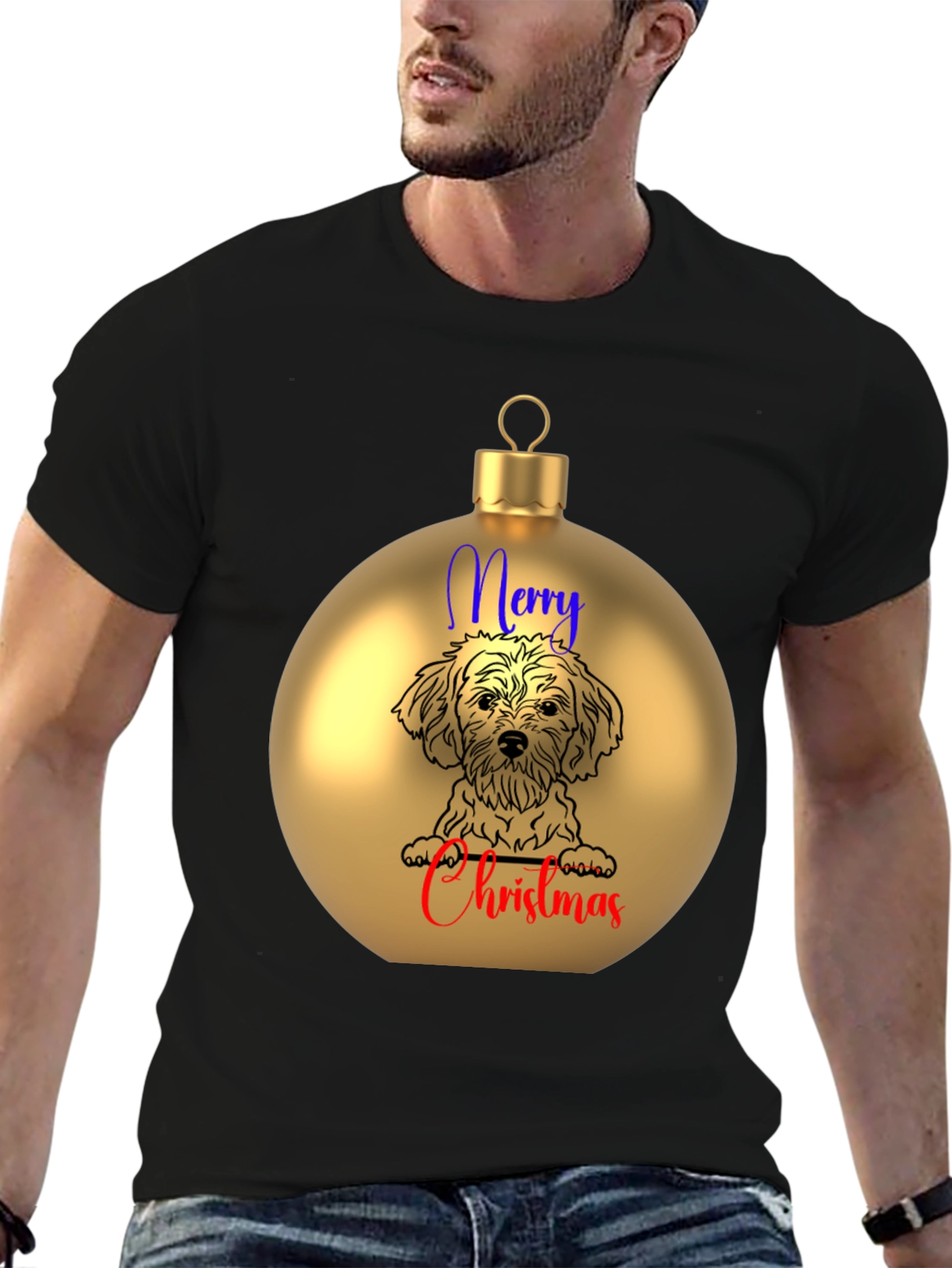 Festive Dog Christmas Ornament T-Shirt