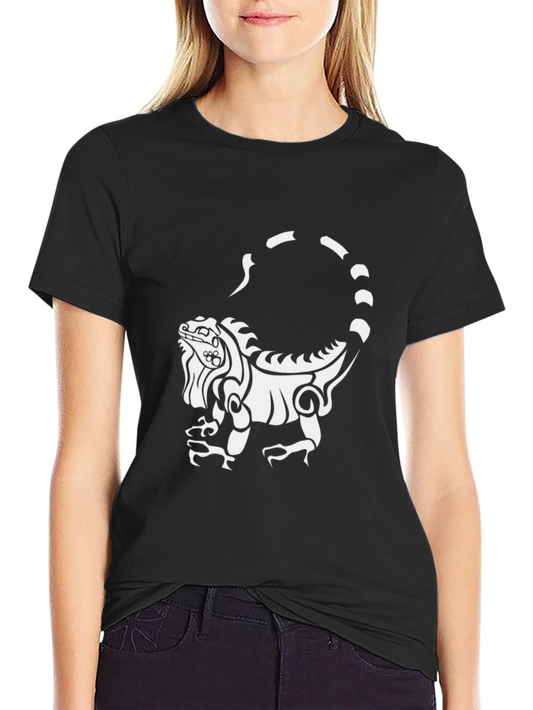 Iguana Graphic Print Black T-Shirt