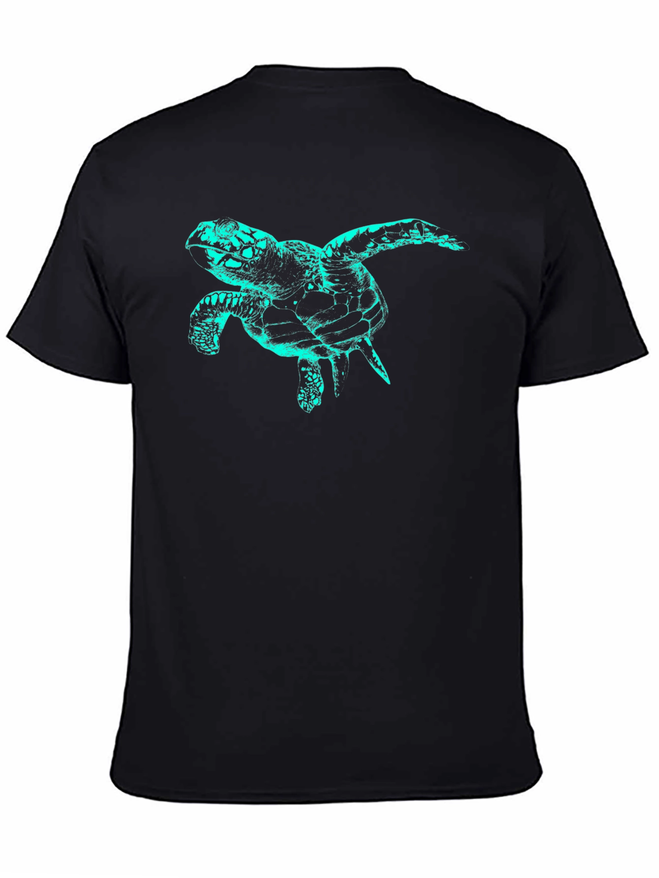 Sea Turtle Graphic Tee - Black Cotton T-Shirt
