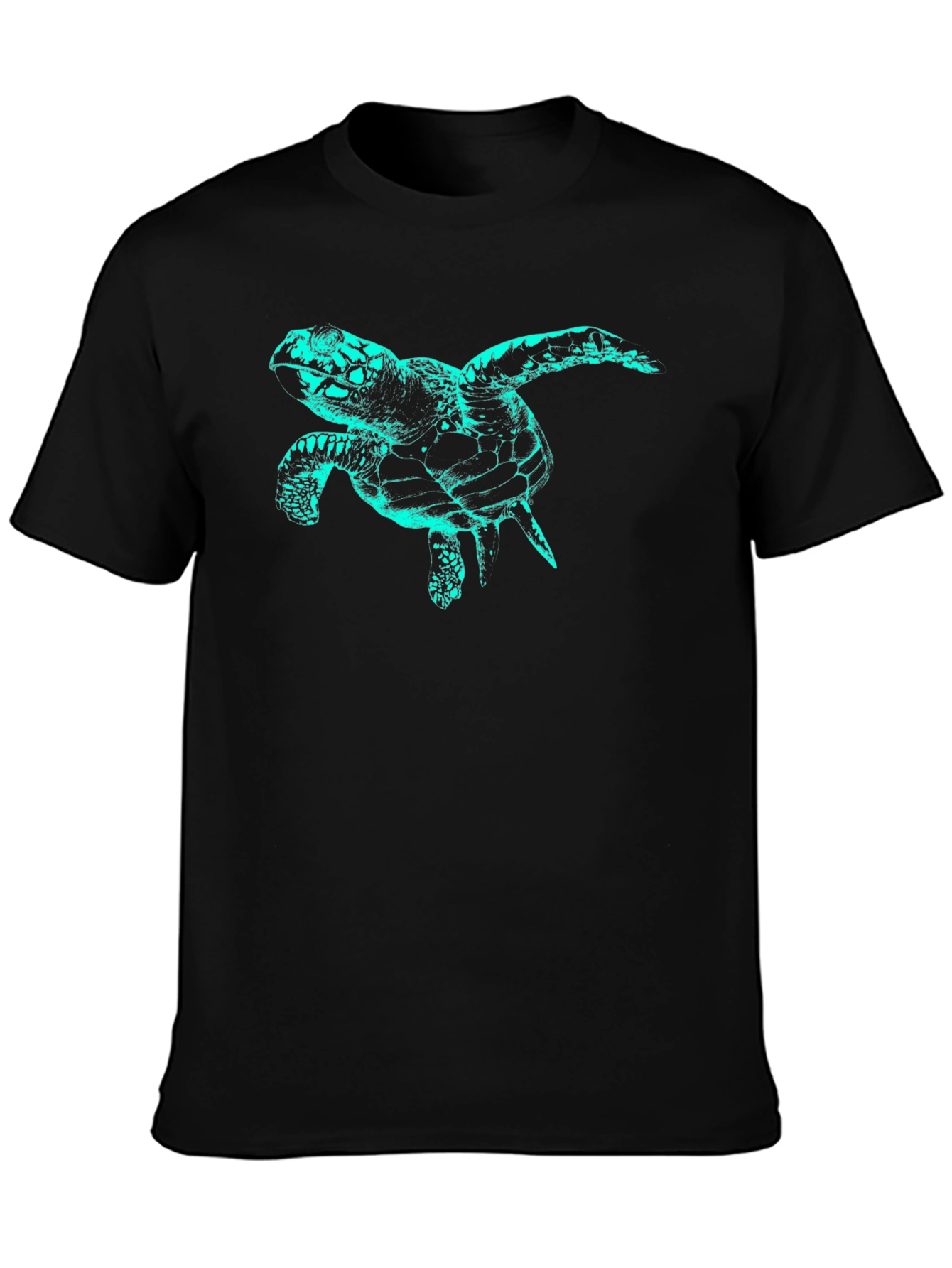 Sea Turtle Graphic Tee - Black Cotton T-Shirt