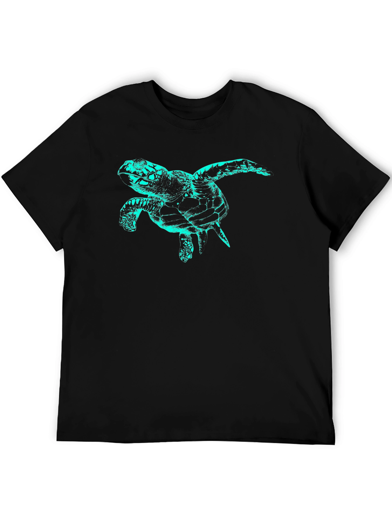Sea Turtle Graphic Tee - Black Cotton T-Shirt