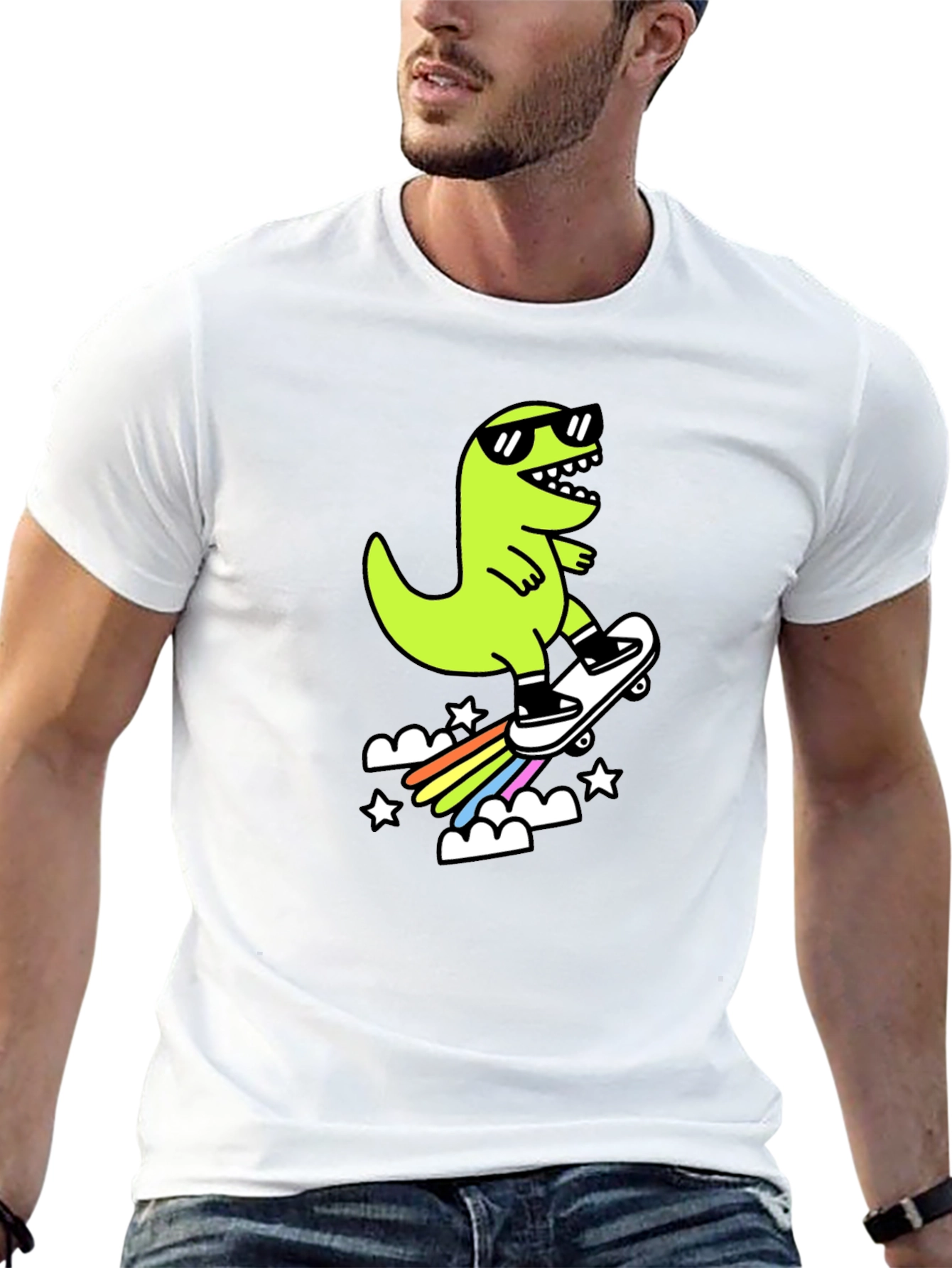 Skateboarding Dino Graphic Tee - Cool & Fun T-Shirt