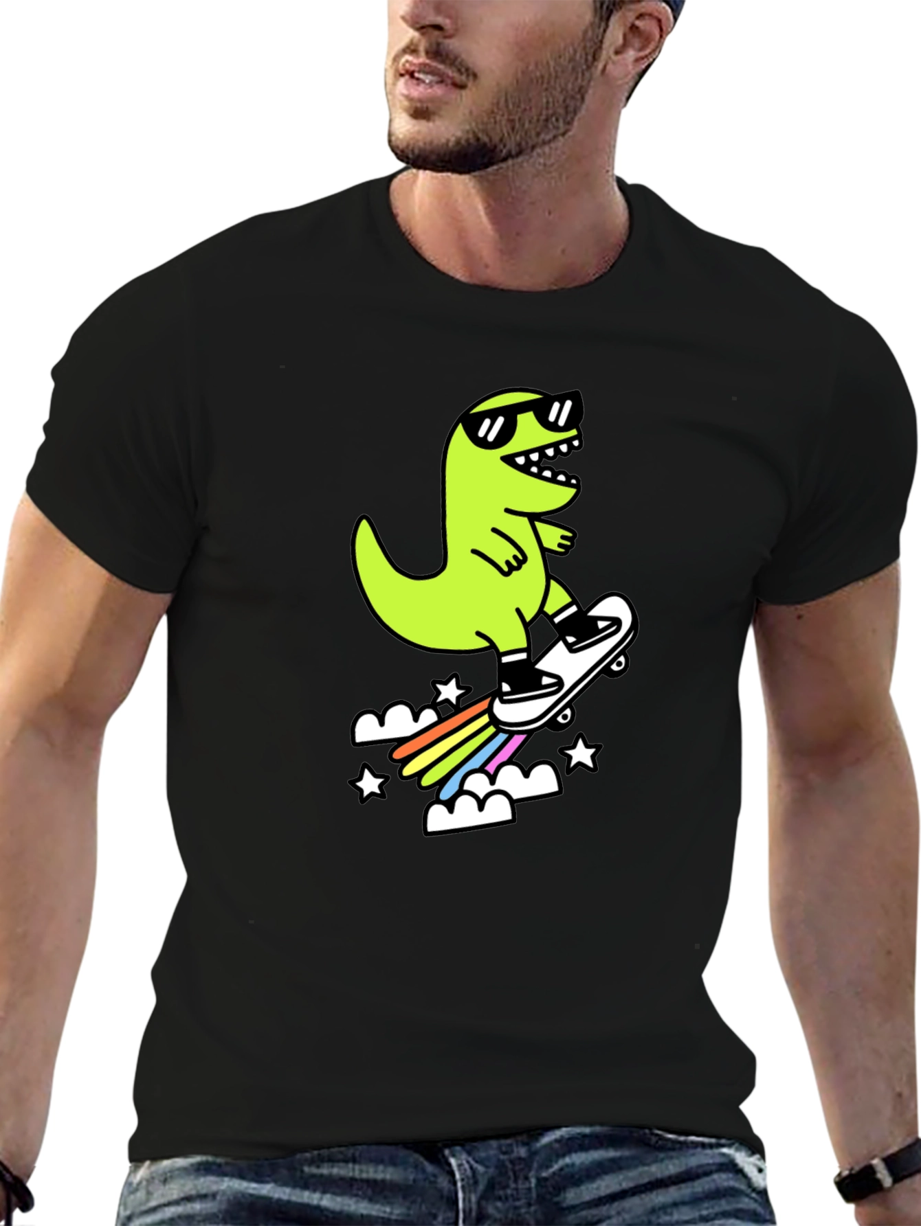 Skateboarding Dino Graphic Tee - Cool & Fun T-Shirt
