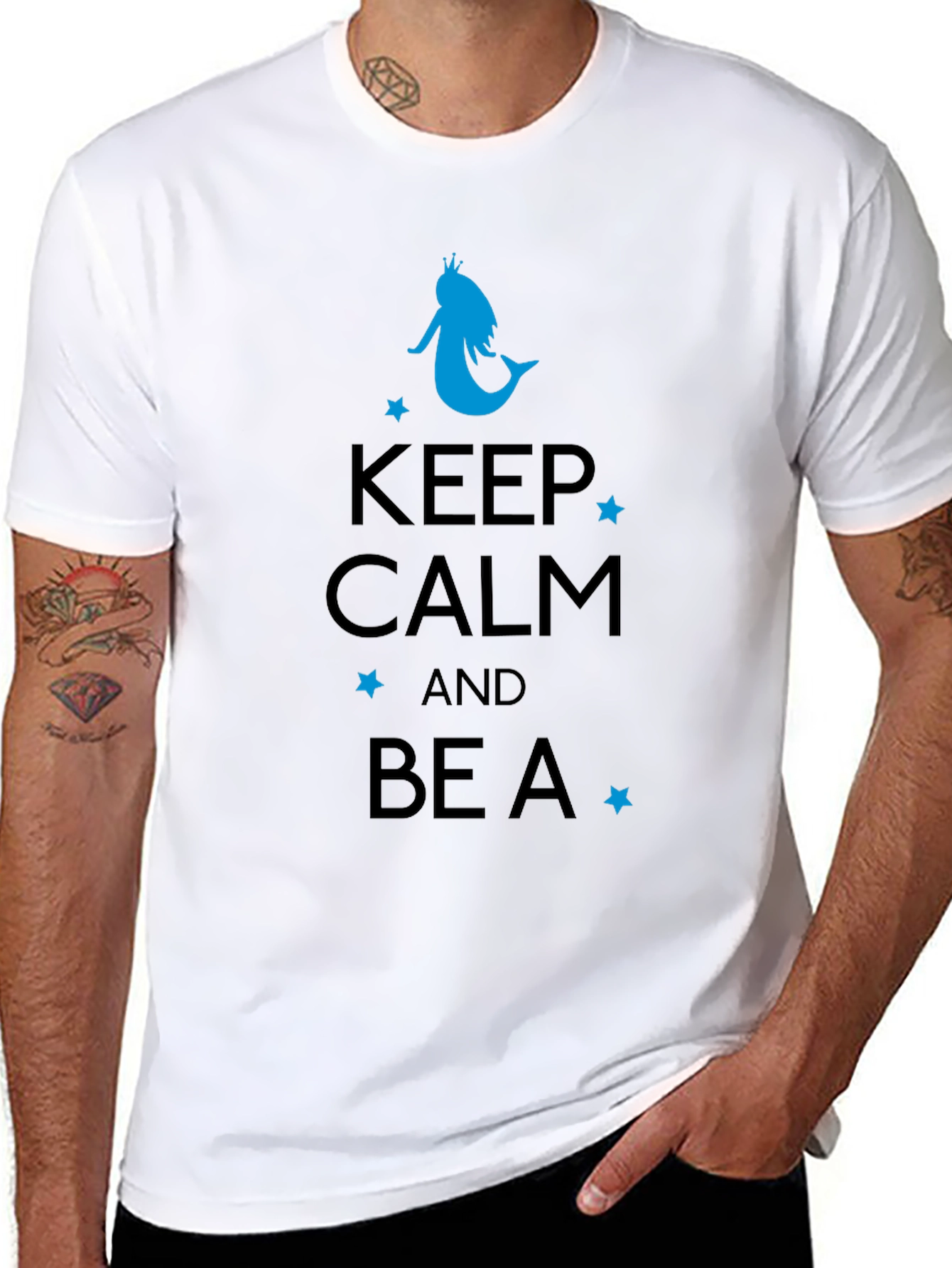 Keep Calm Mermaid Graphic Tee - Black