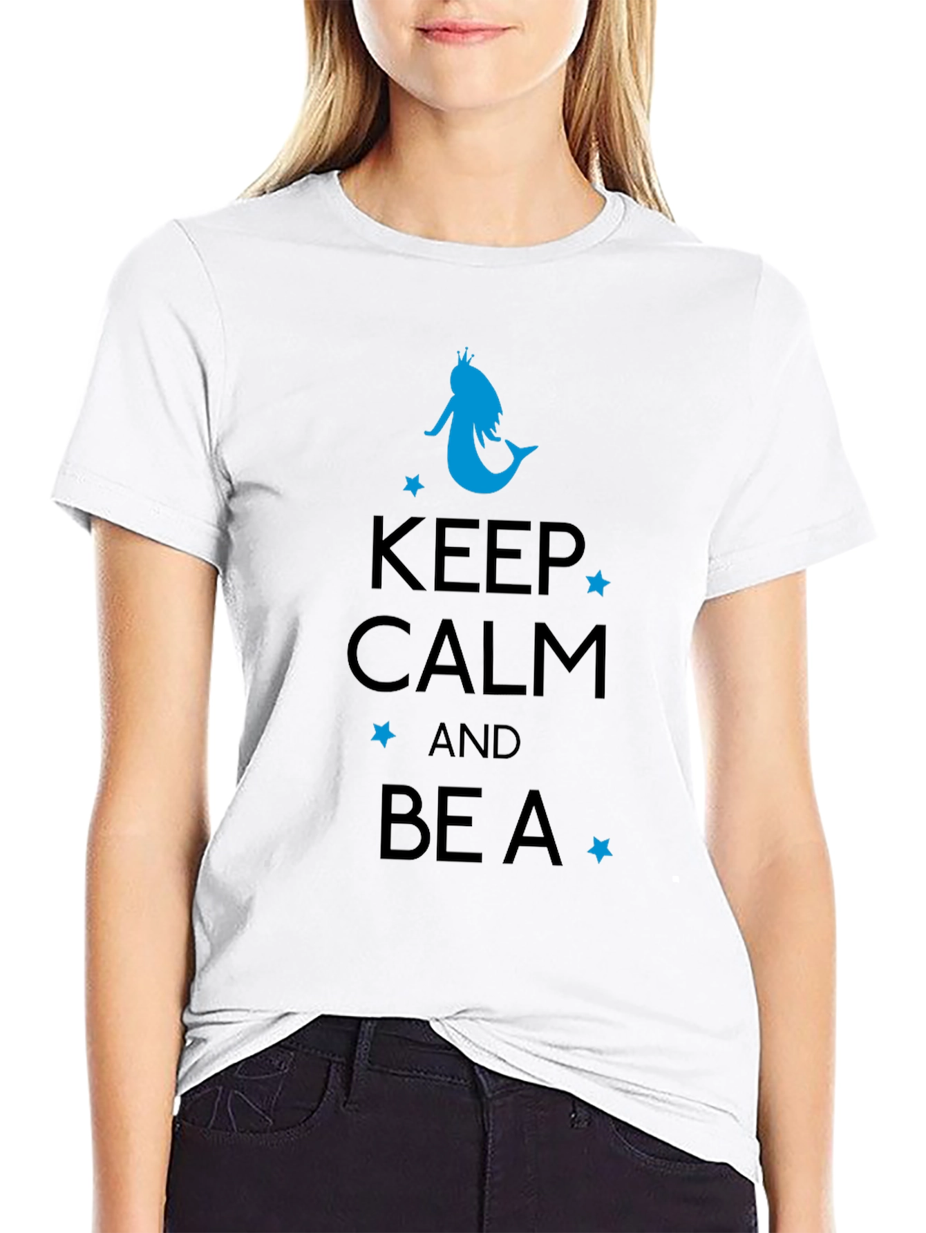 Keep Calm Mermaid Graphic Tee - Black