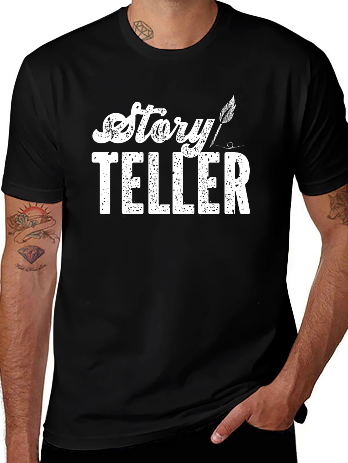 Story Teller Graphic Tee - Black Cotton T-Shirt