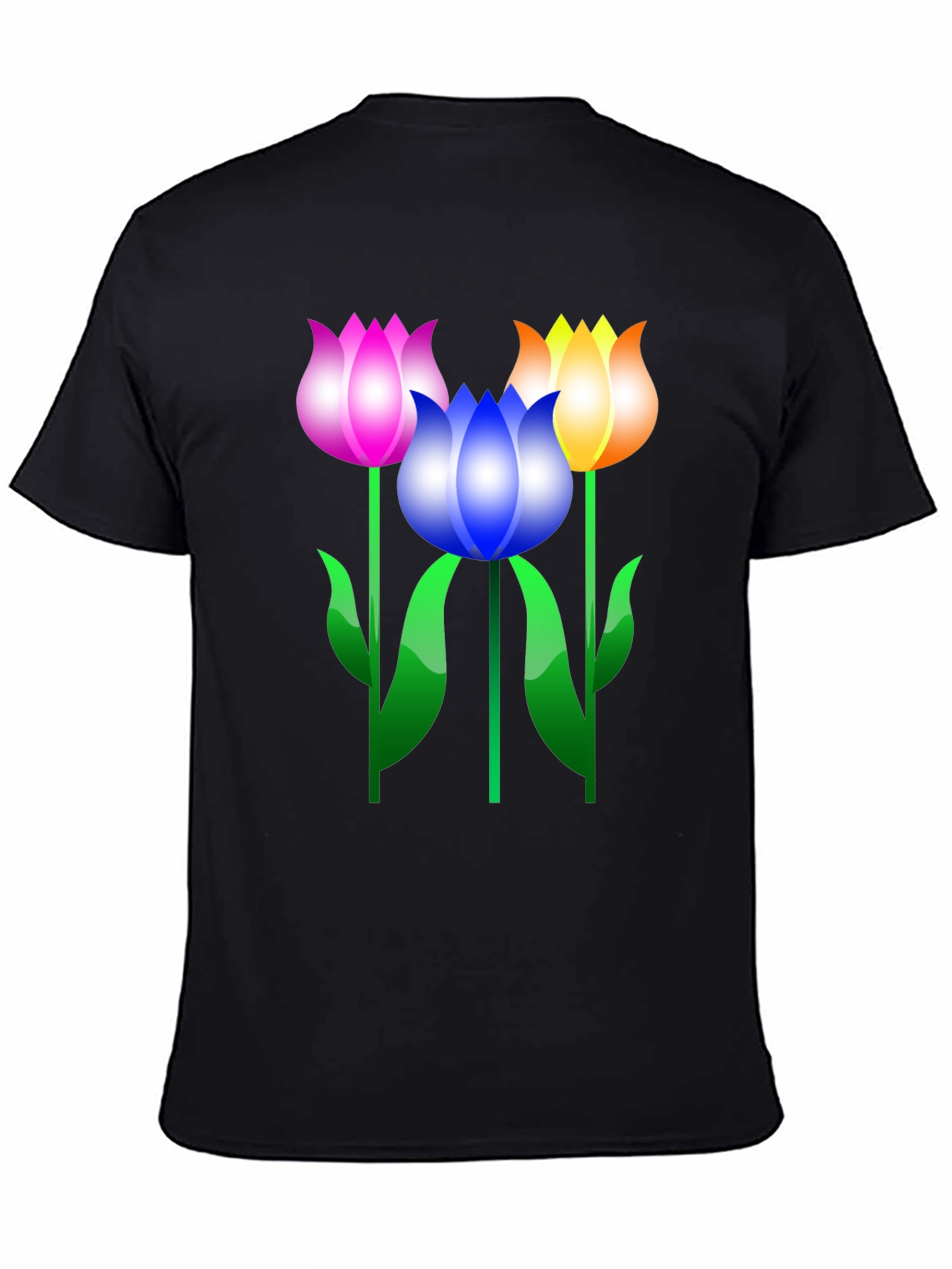 Floral Graphic Print Mens Black T-Shirt