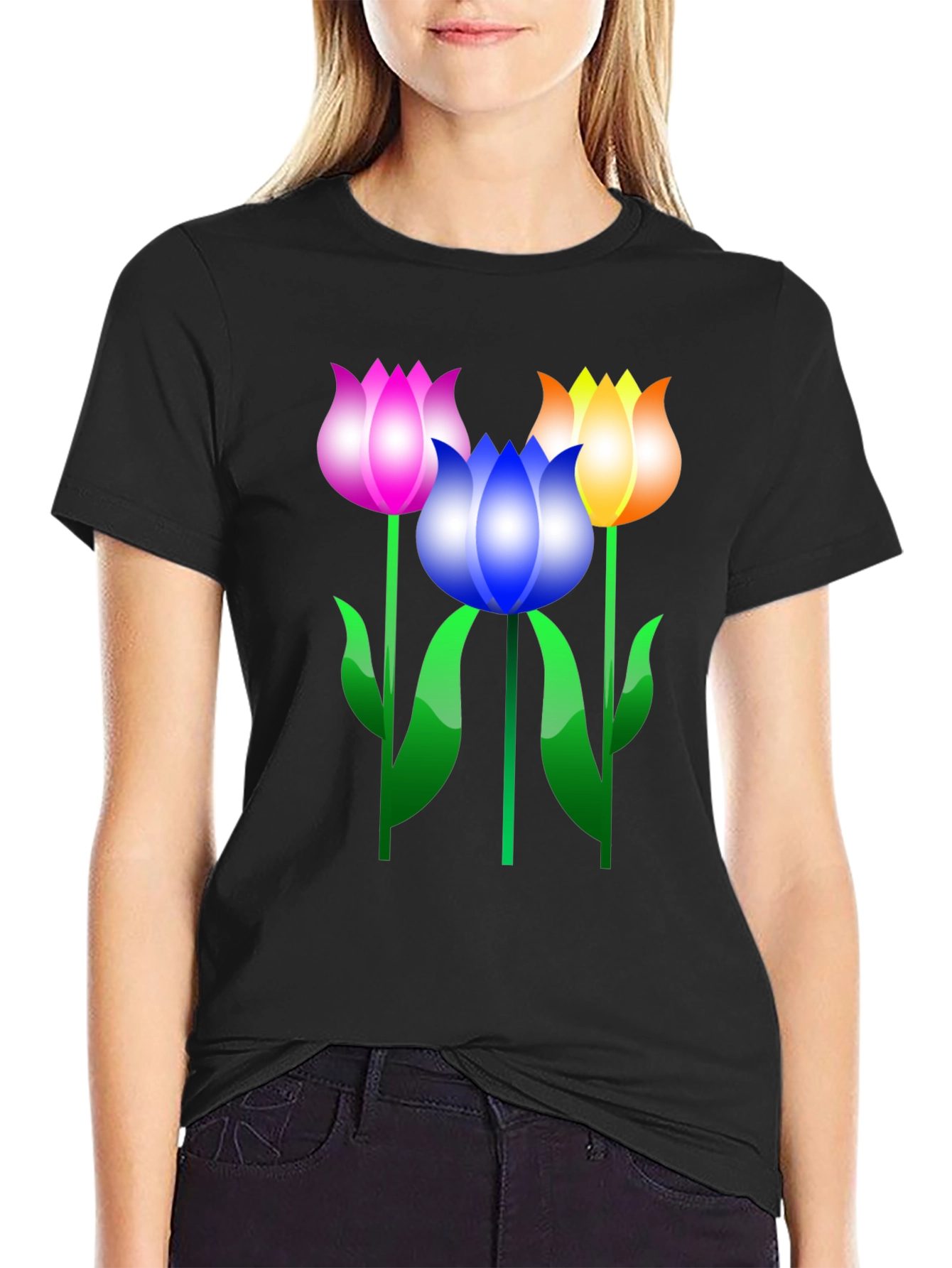Floral Graphic Print Mens Black T-Shirt