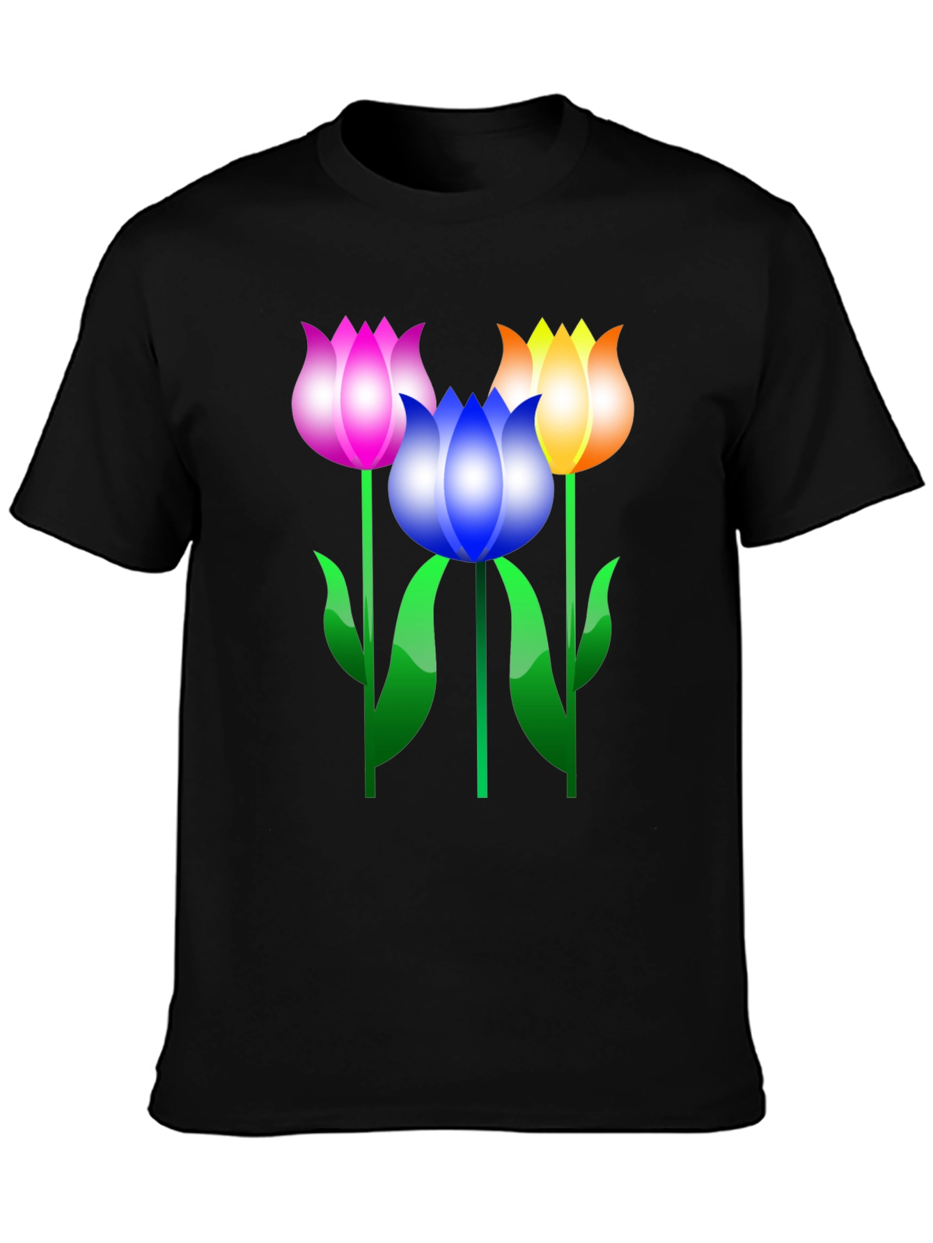 Floral Graphic Print Mens Black T-Shirt
