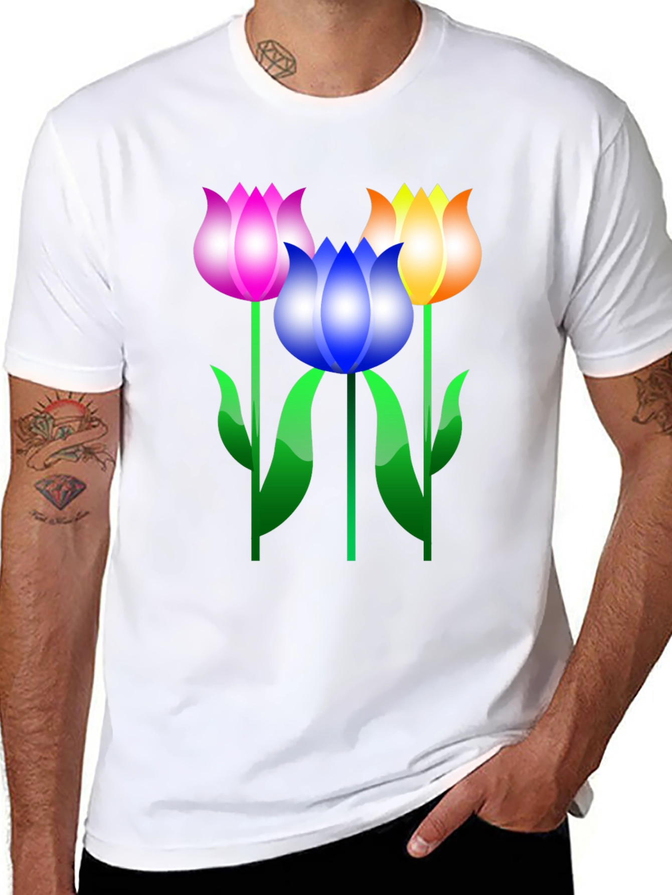 Floral Graphic Print Mens Black T-Shirt