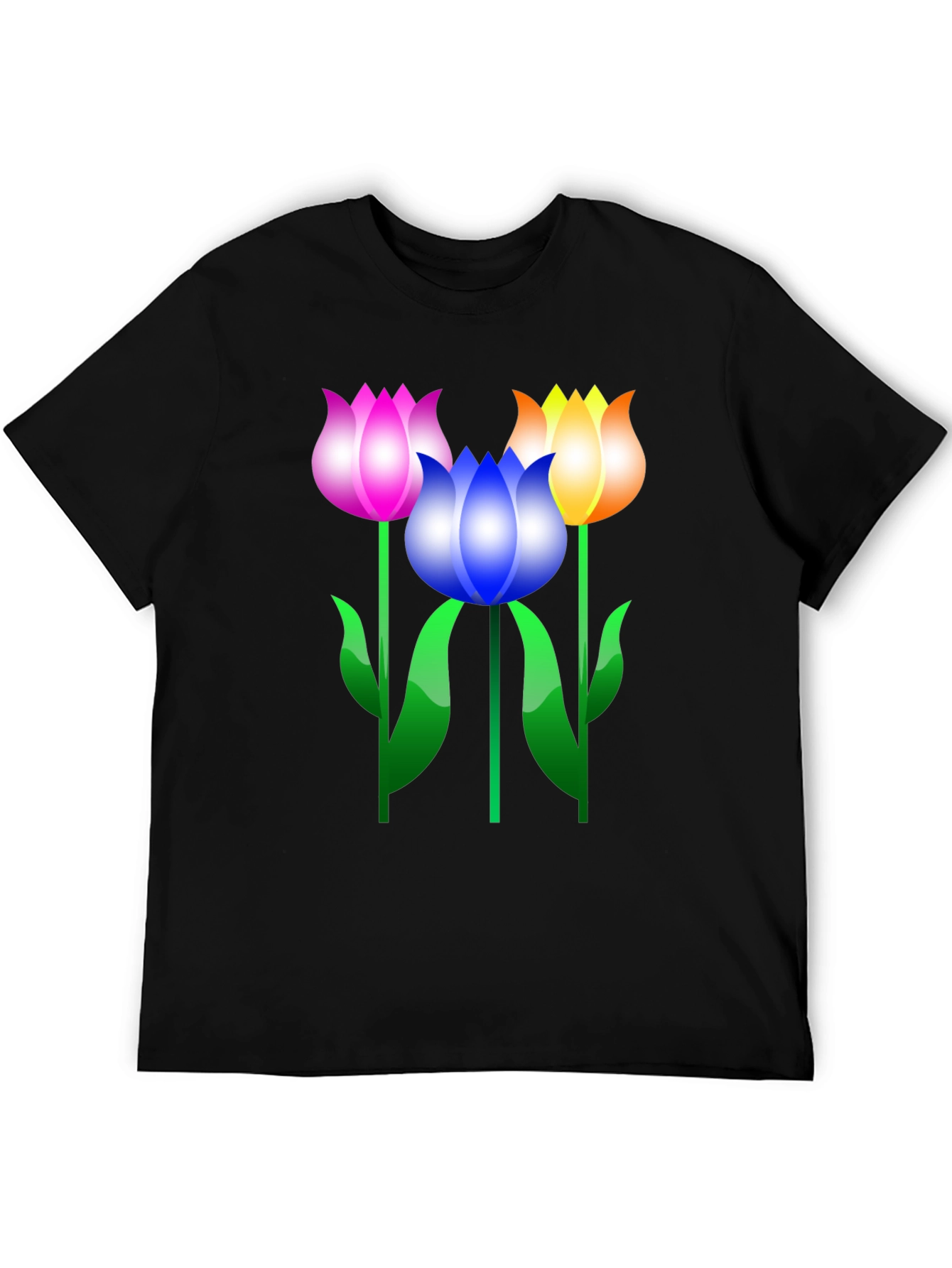 Floral Graphic Print Mens Black T-Shirt