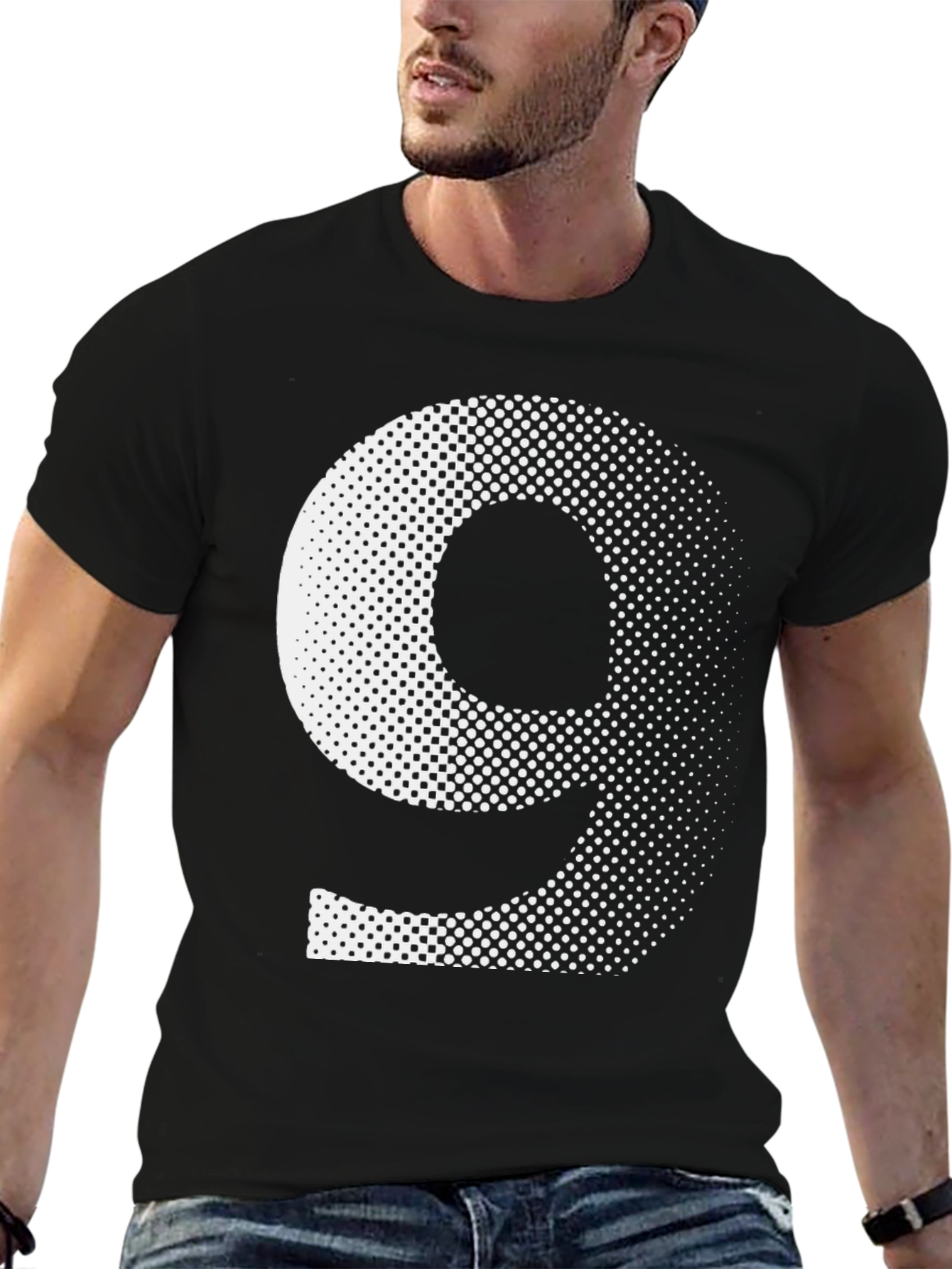 Modern Number Nine Graphic Tee - Black