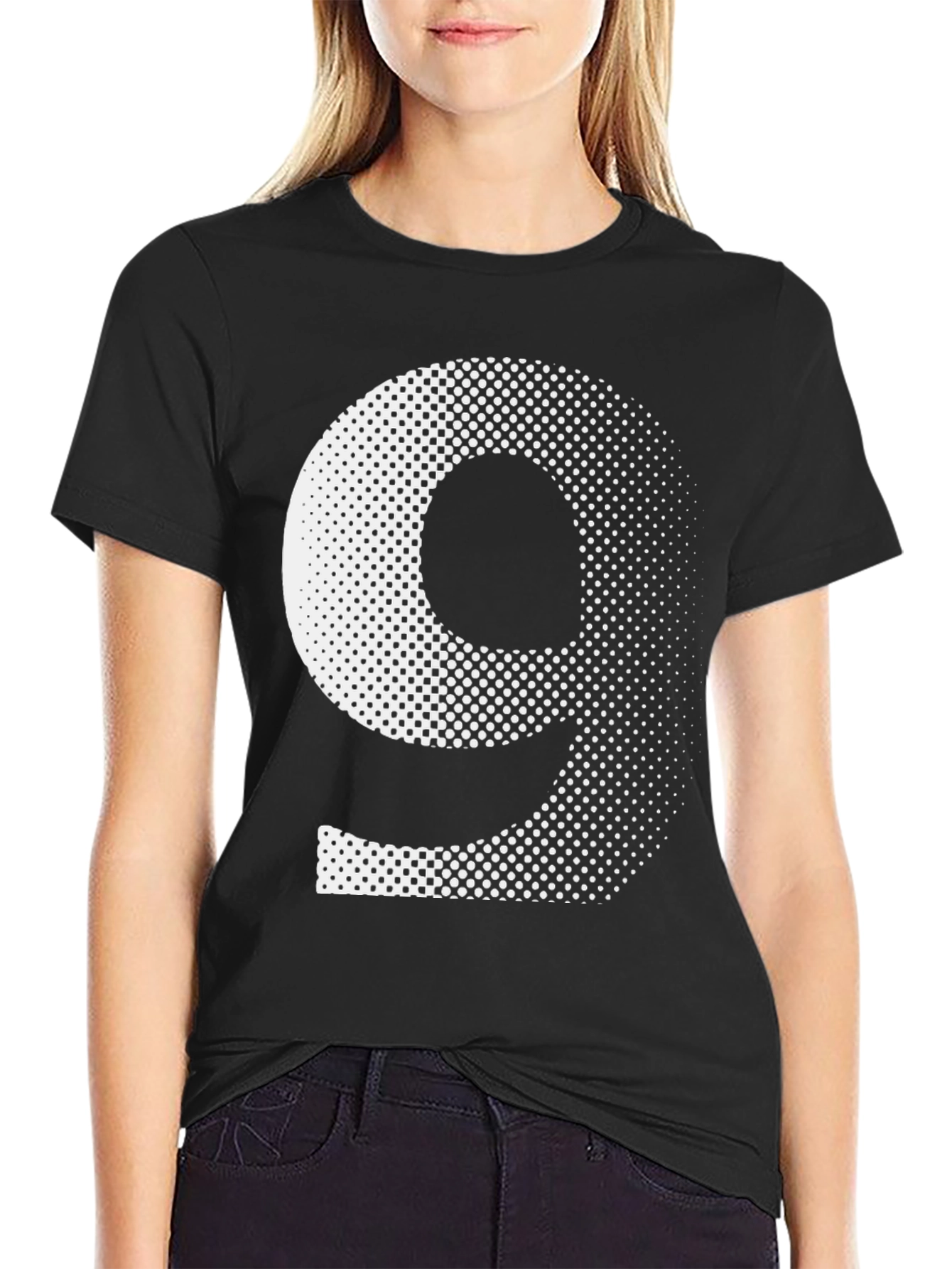 Modern Number Nine Graphic Tee - Black
