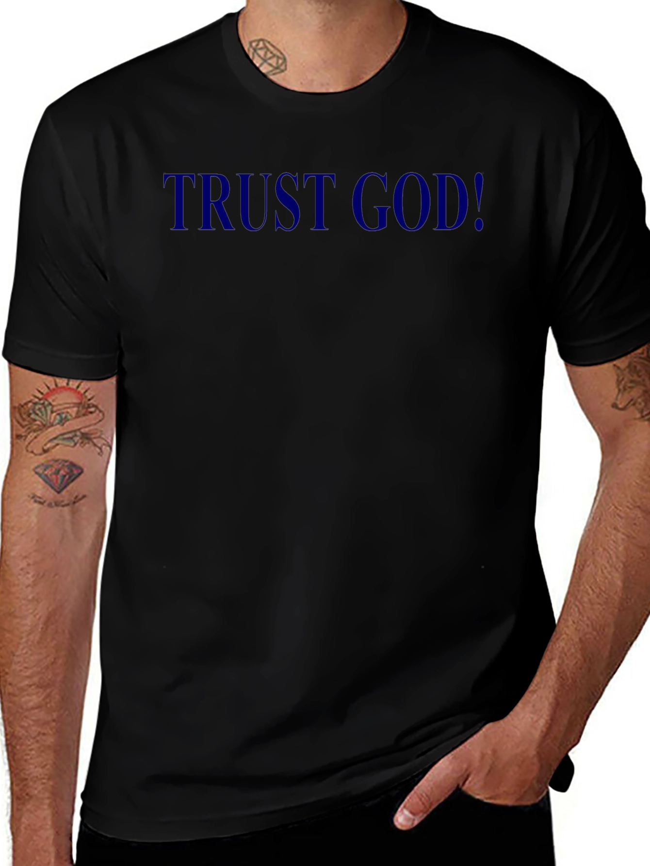 Trust God! Black Crewneck T-Shirt