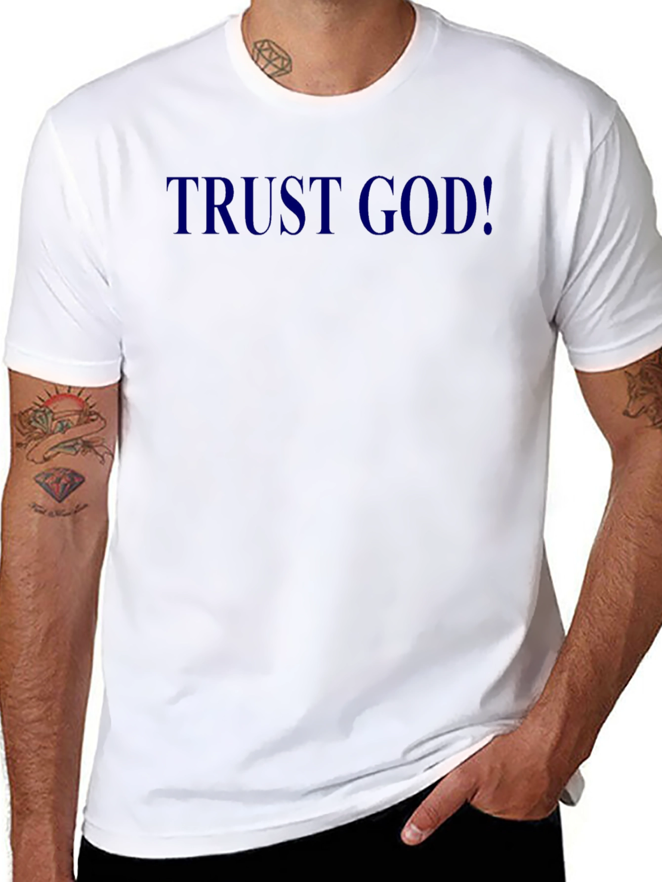 Trust God! Black Crewneck T-Shirt