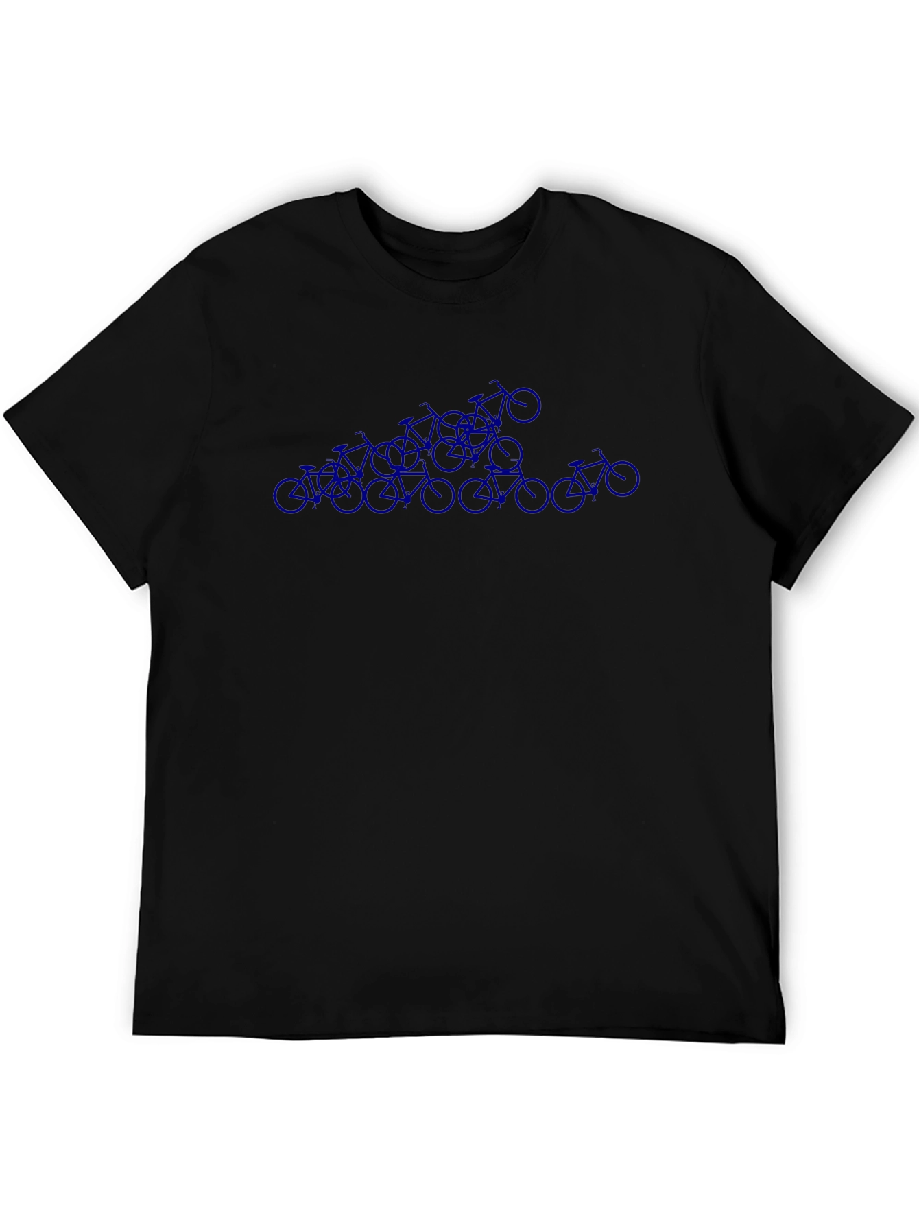 Blue Bicycle Pattern Black Tee