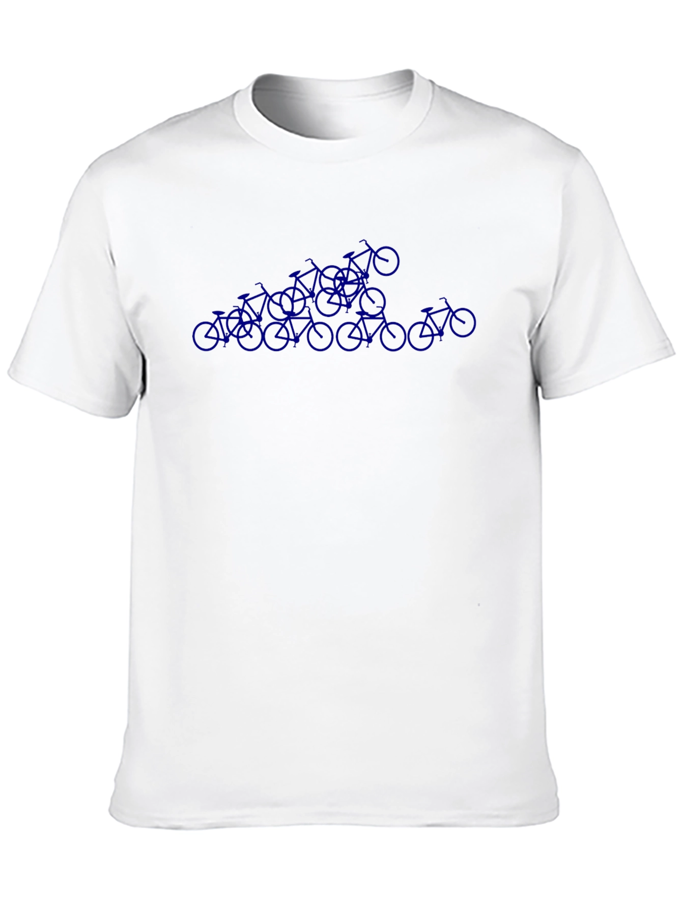 Blue Bicycle Pattern Black Tee