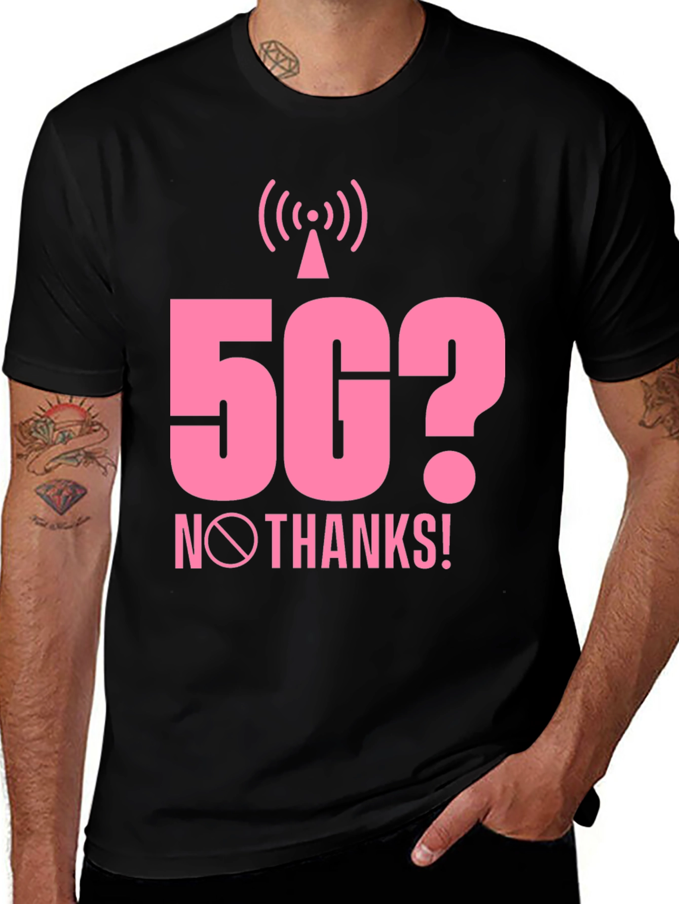 5G? No Thanks! Graphic Tee - Black