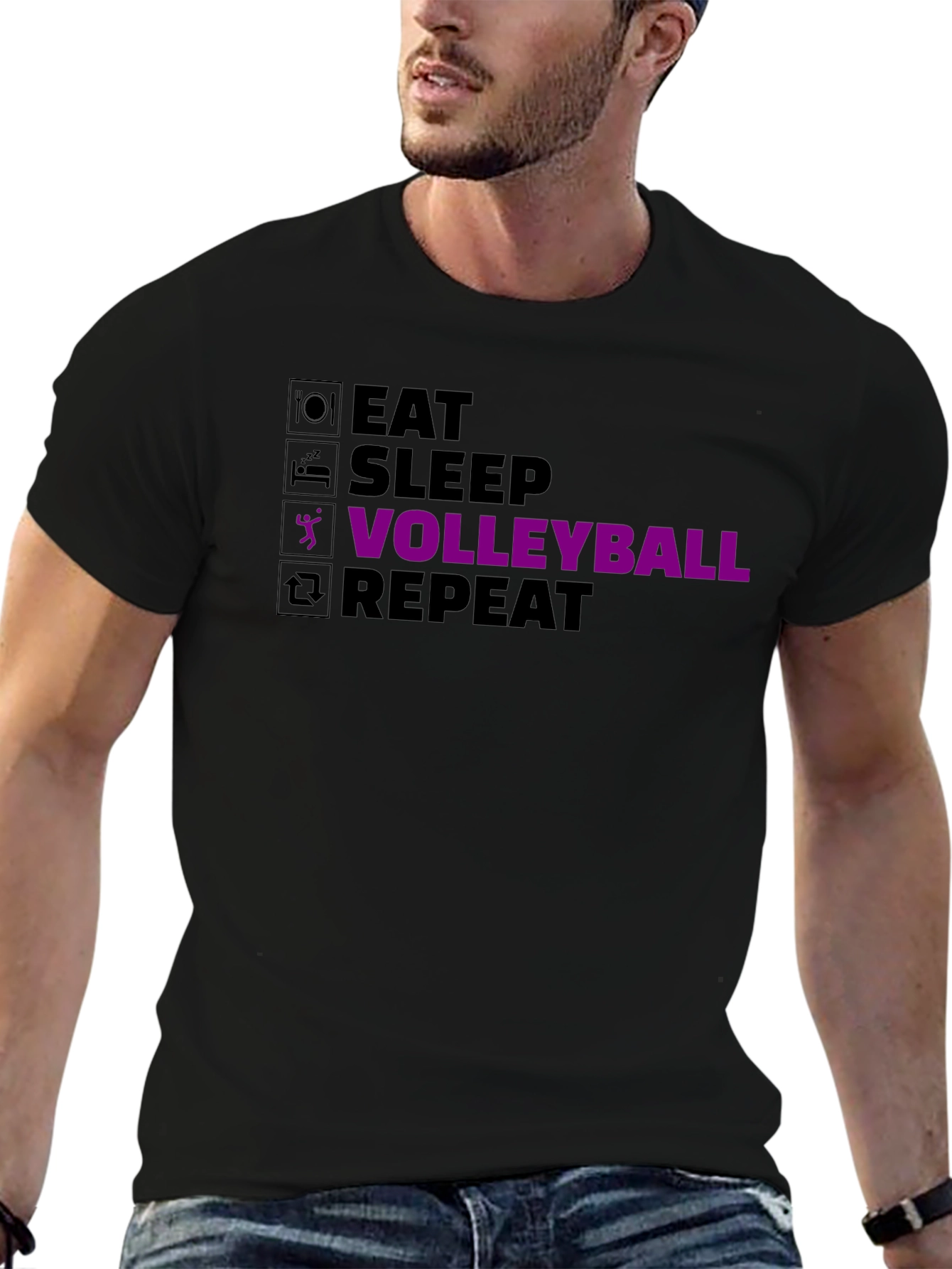 Eat Sleep Volleyball Repeat Graphic Tee