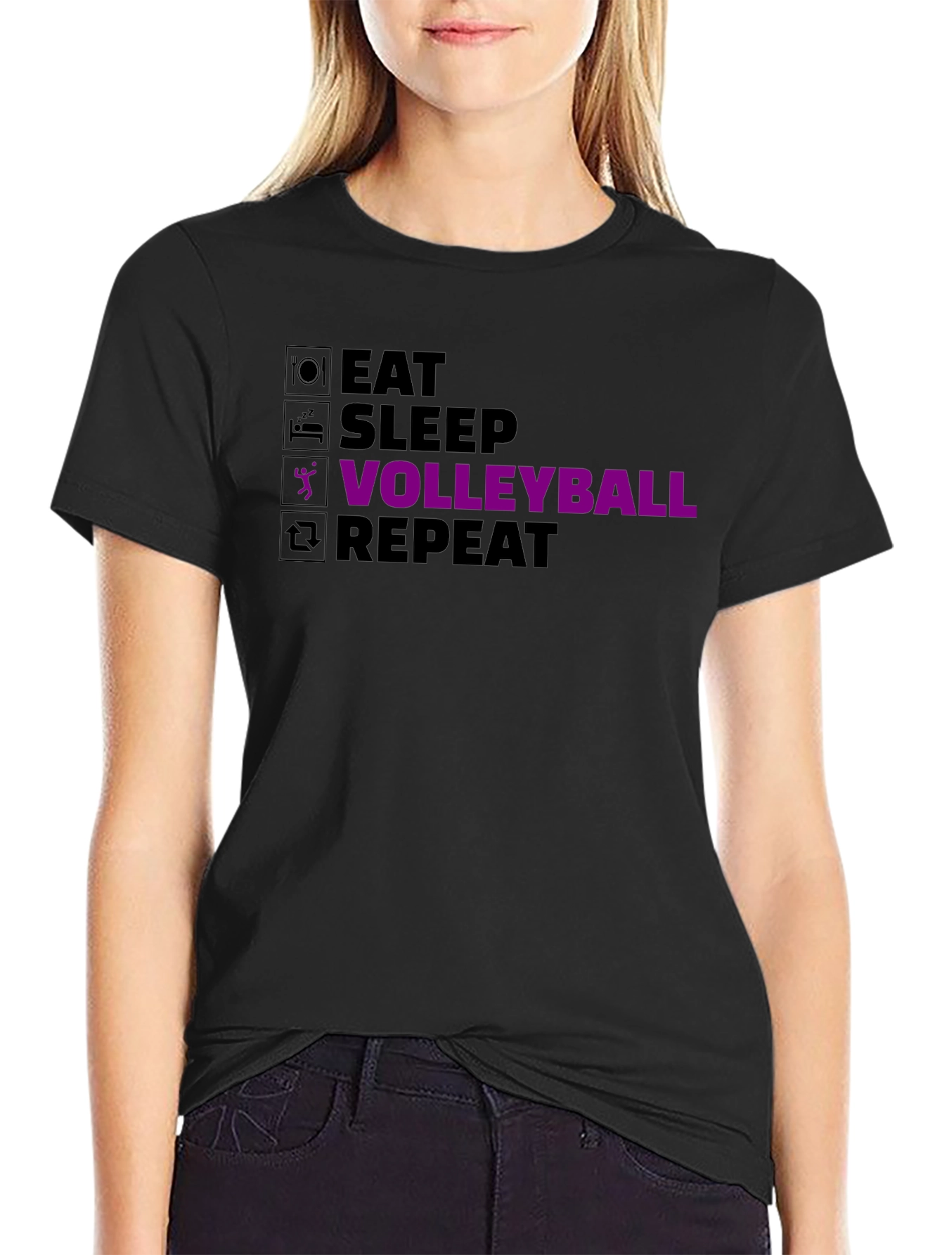 Eat Sleep Volleyball Repeat Graphic Tee