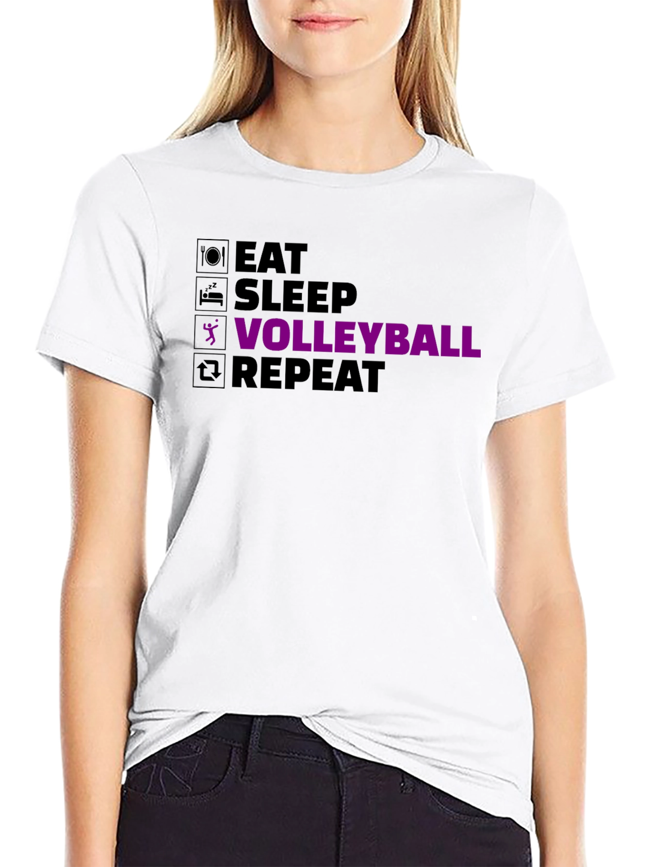 Eat Sleep Volleyball Repeat Graphic Tee