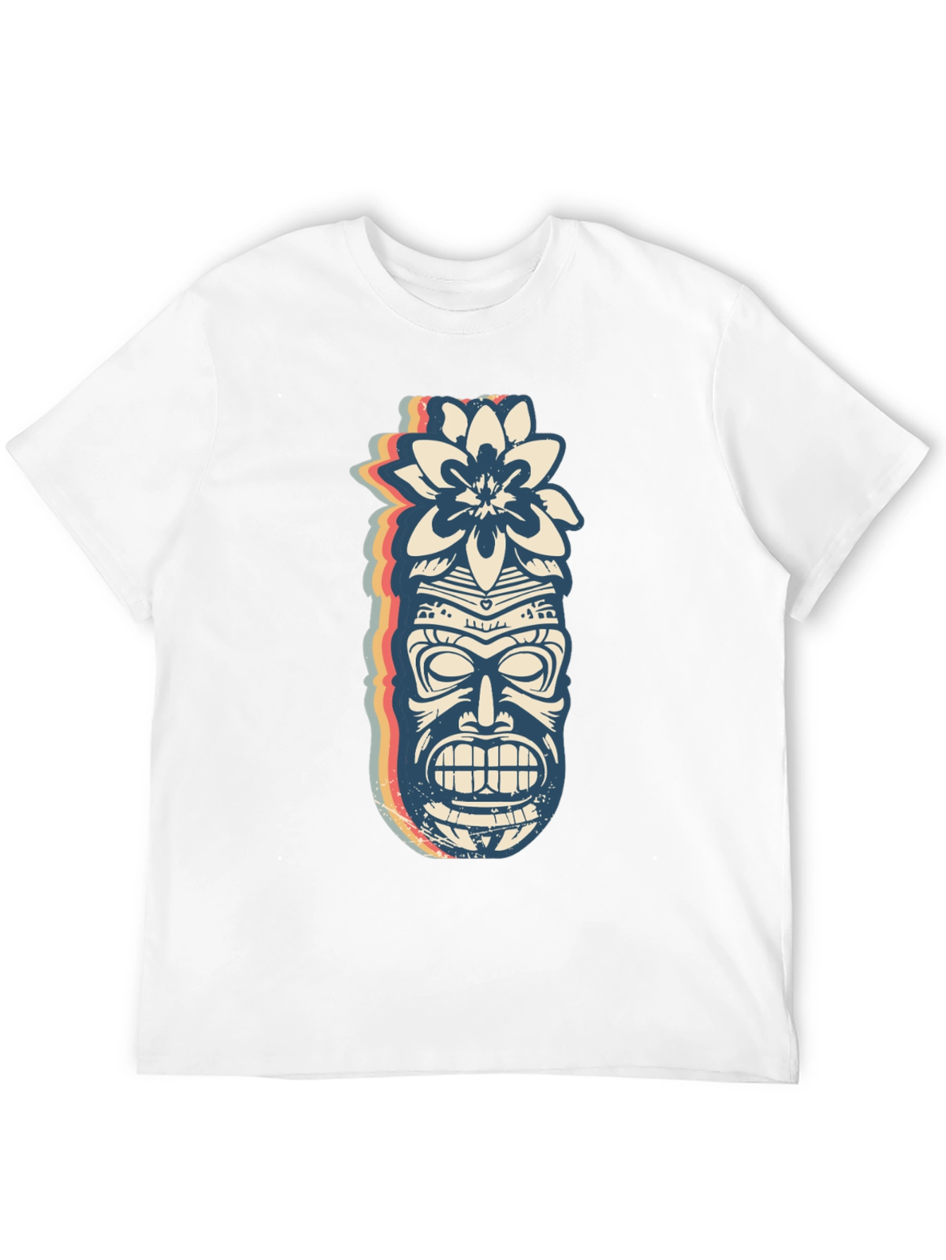 Retro Tiki Mask Graphic Tee - Black