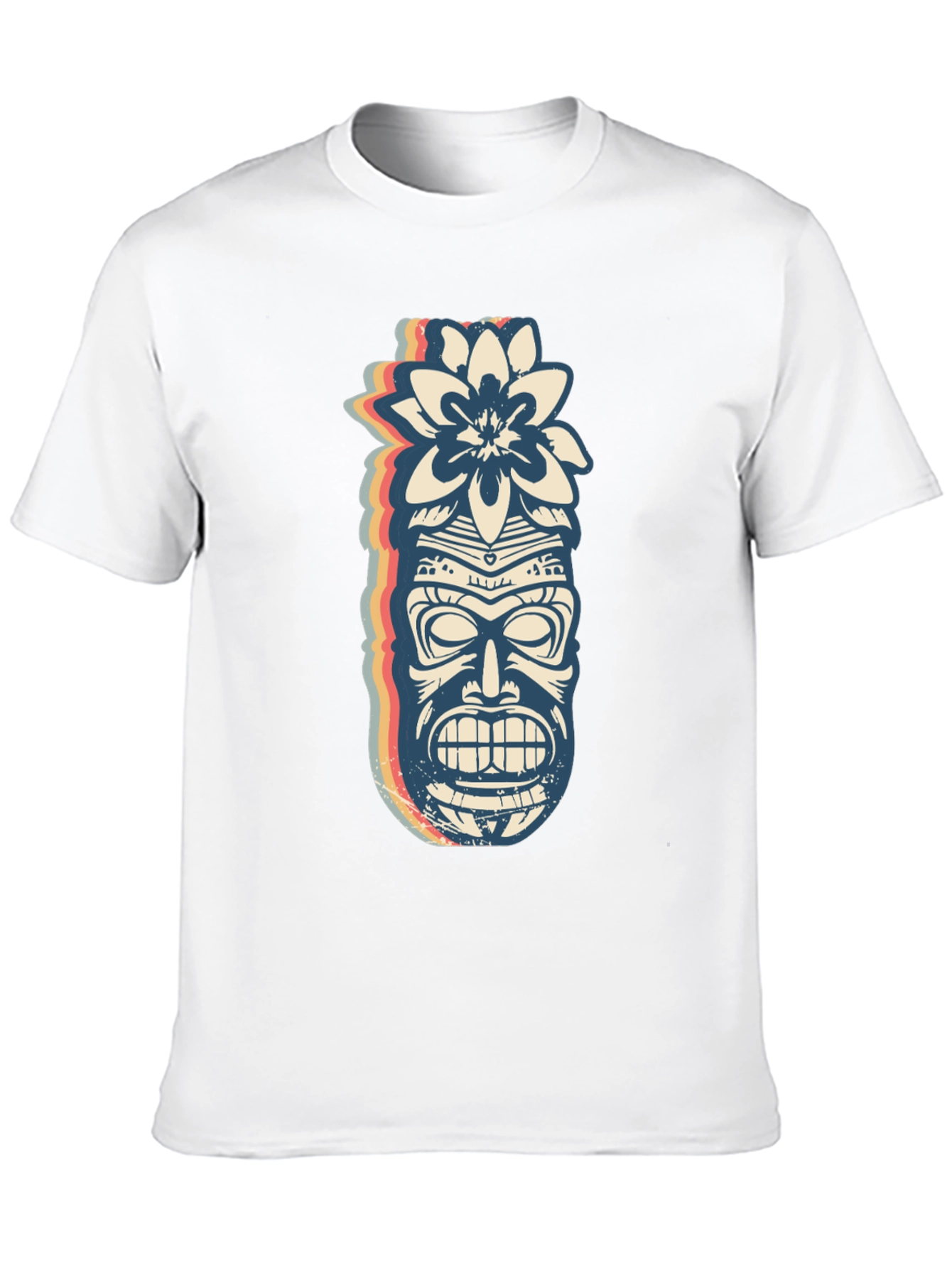 Retro Tiki Mask Graphic Tee - Black